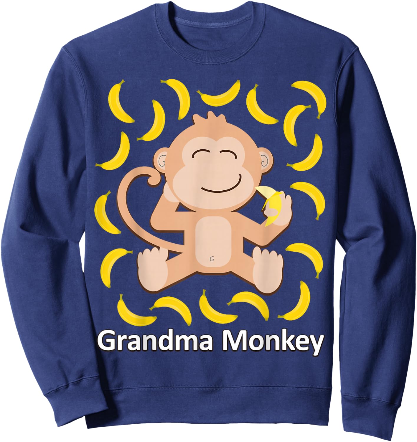Grandma Monkey Banana Print Monkeys Bananas Sweatshirt - Sweatshirt | Navy