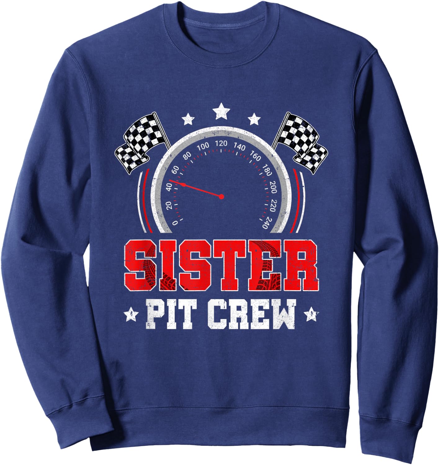 Sister Pit Crew Race Car Birthday Party Racing Family Sweatshirt - Sweatshirt | Navy