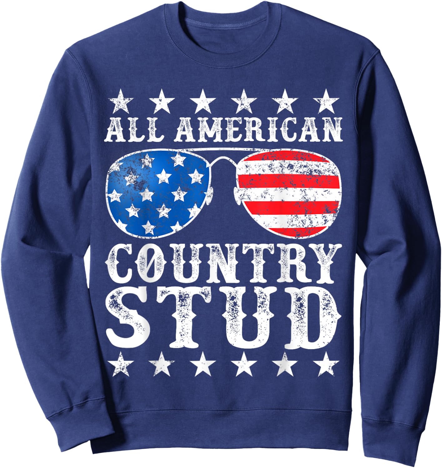 All American Stud Boy Country 4th of July USA Flag Gift Sweatshirt - Sweatshirt | Navy