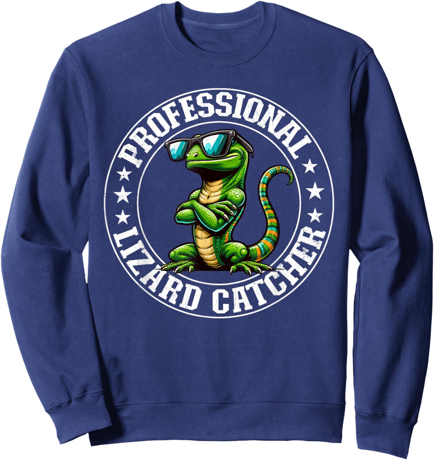 Professional Lizard Catcher Funny Retro Gecko Lizard Hunter Sweatshirt - Sweatshirt | Navy