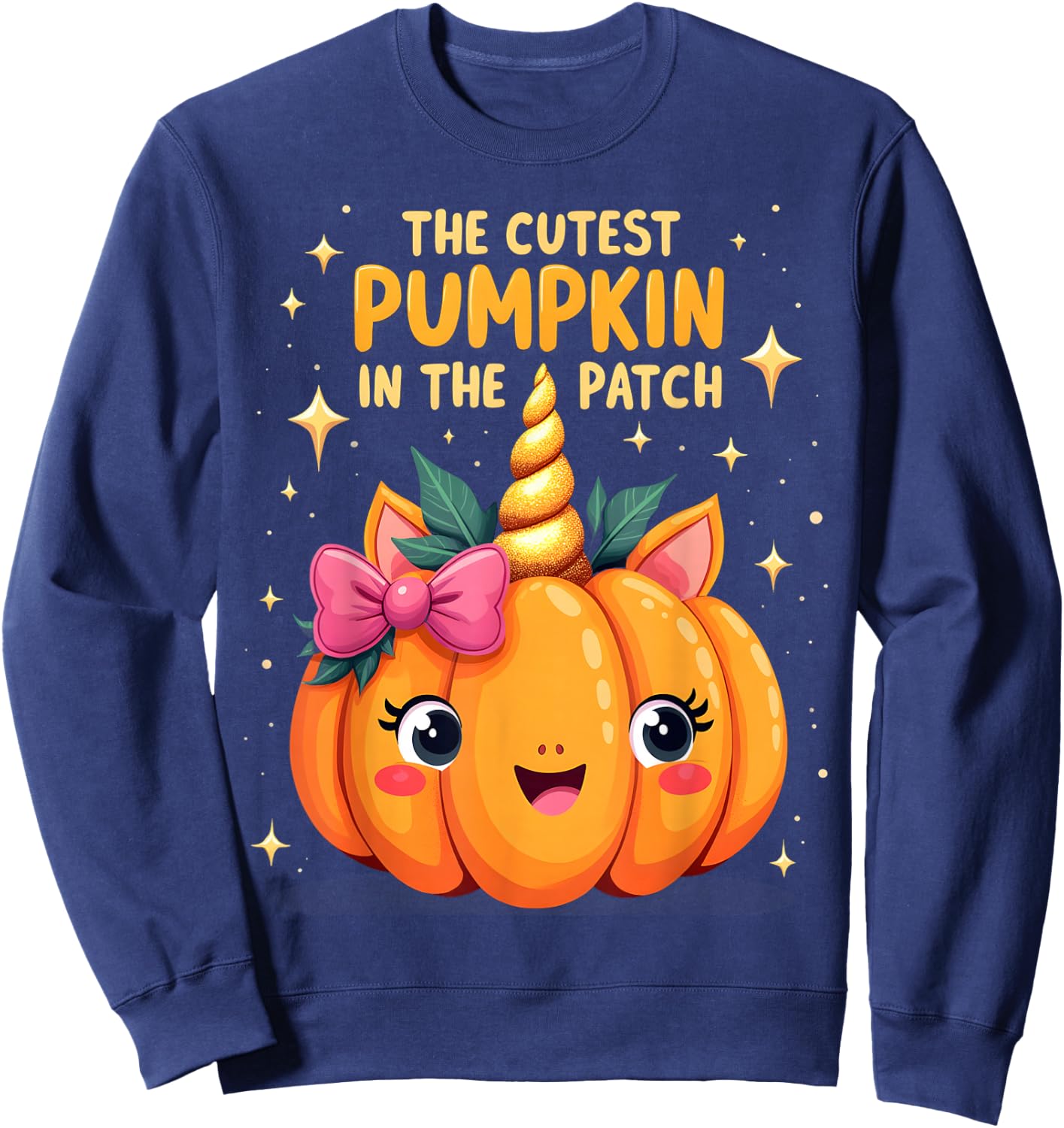 The Cutest Pumpkin In The Patch Halloween Pumpkin Kids Sweatshirt - Sweatshirt | Navy