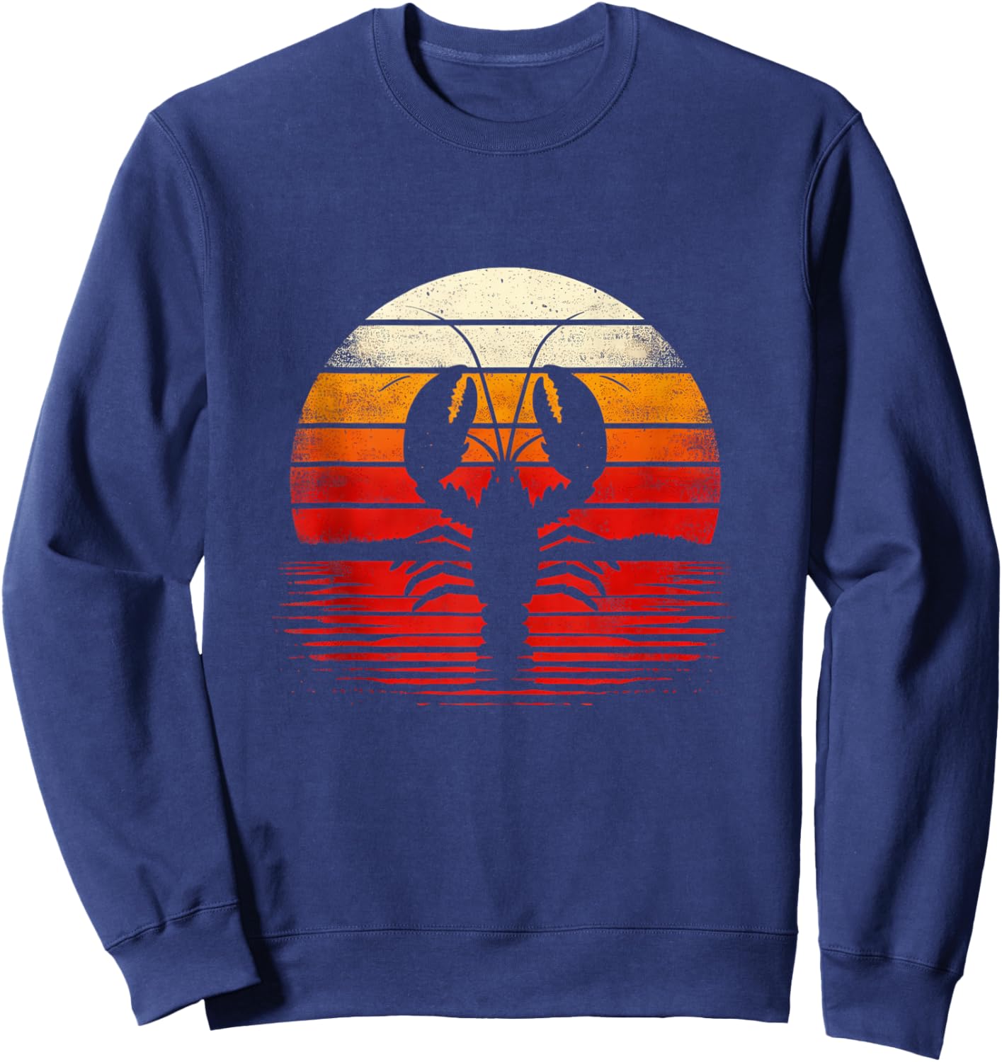 Lobster Sunset Retro Style Safari Vintage 70s Fishing Sweatshirt - Sweatshirt | Navy