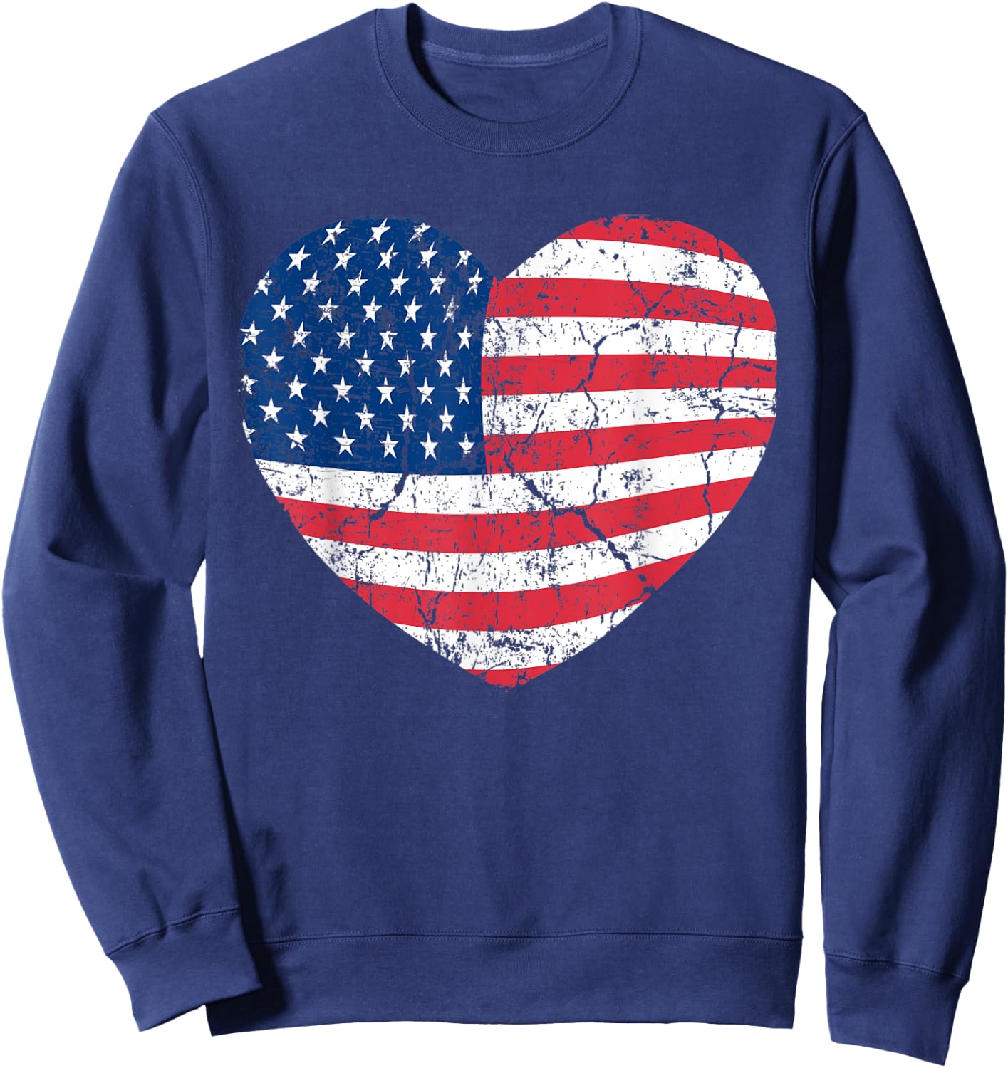 America Heart Love America Shirt Heart Flag Sweatshirt - Sweatshirt | Navy