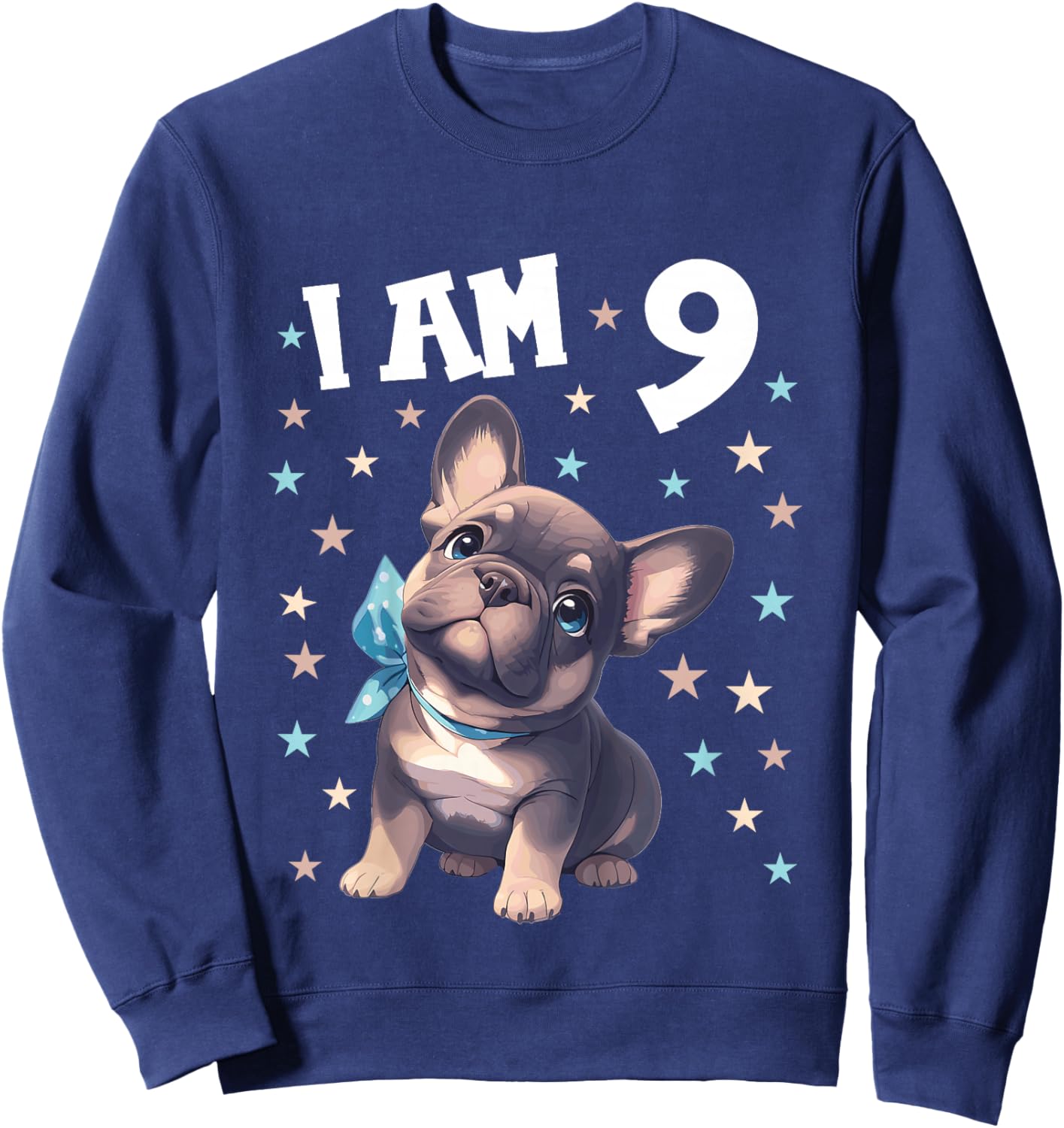 Kids 9 Years old 9th birthday French Bulldogs French Bulldog Sweatshirt - Sweatshirt | Navy