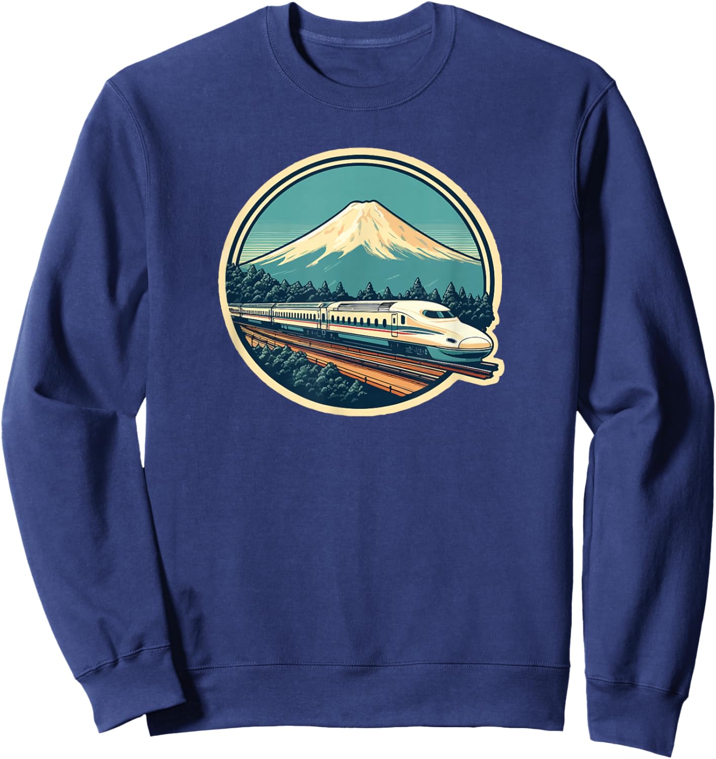 Bullet Train Mount Fuji Japanese Souvenir Shinkansen Train Sweatshirt - Sweatshirt | Navy
