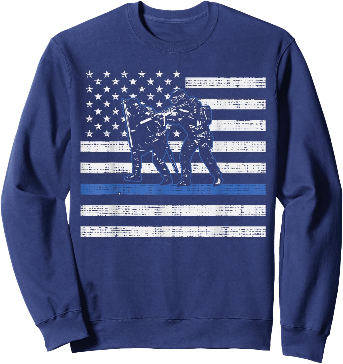 Thin Blue Line Swat Team Shirt US Flag American Police Sweatshirt - Sweatshirt | Navy