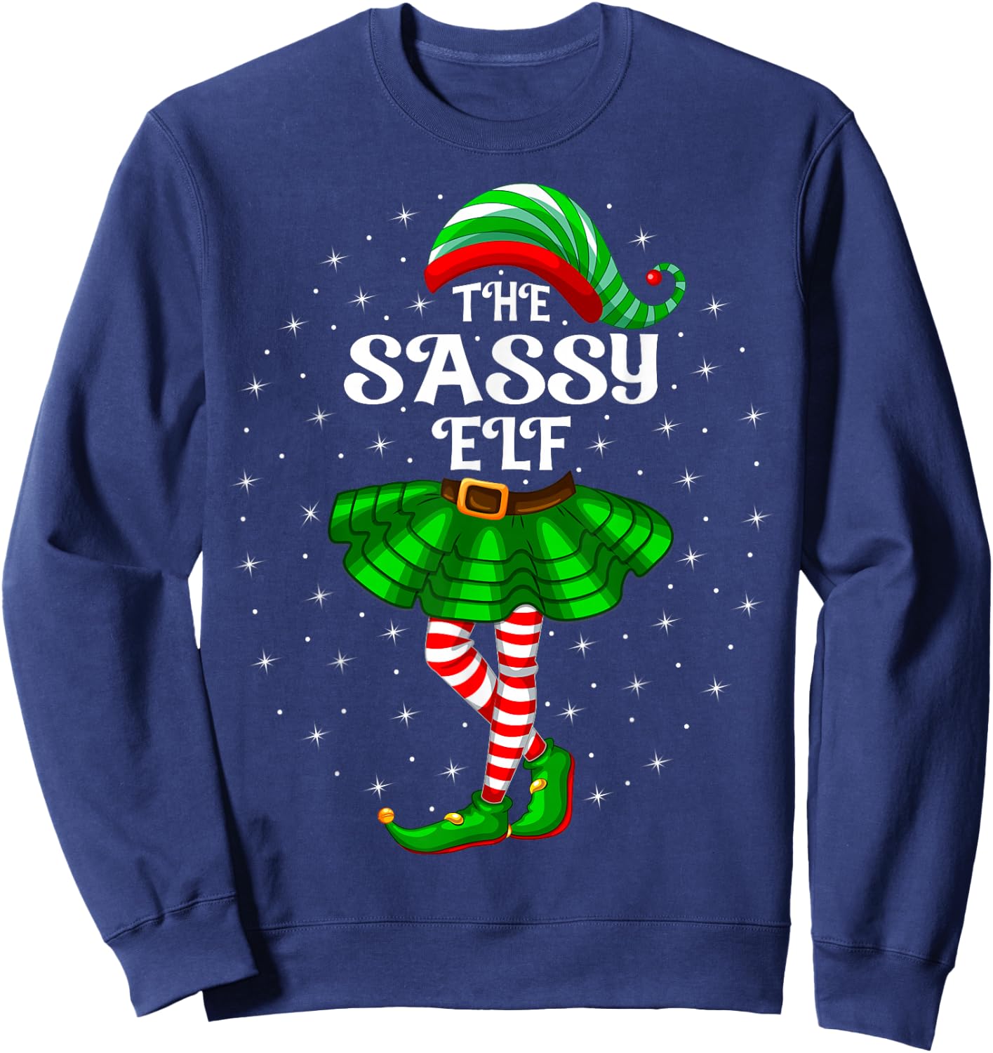 Xmas Family Matching Women Girls Mom The Sassy Elf Christmas Sweatshirt - Sweatshirt | Navy