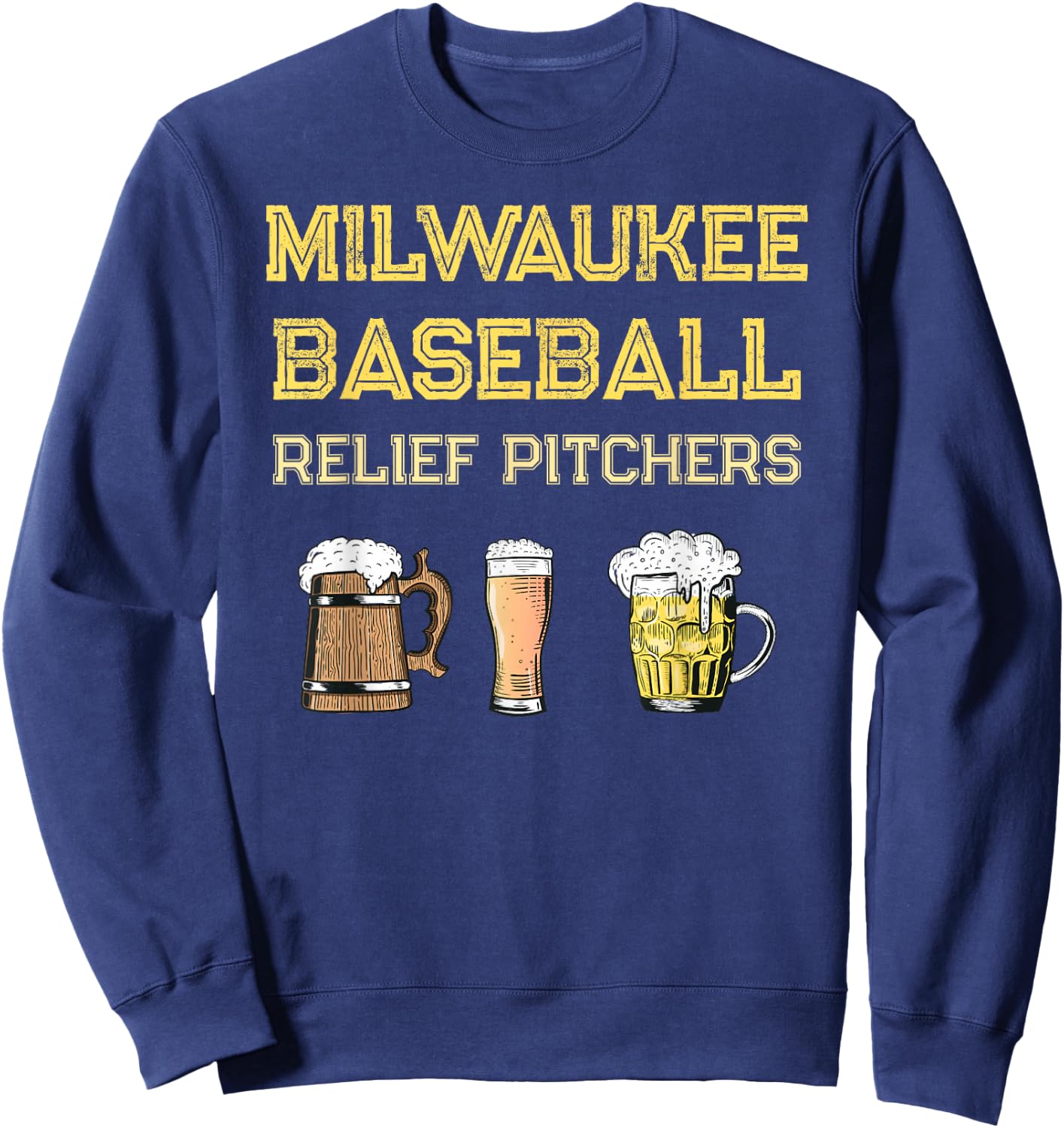 Classic Milwaukee Baseball & Beer Fan Retro Wisconsin Sweatshirt - Sweatshirt | Navy