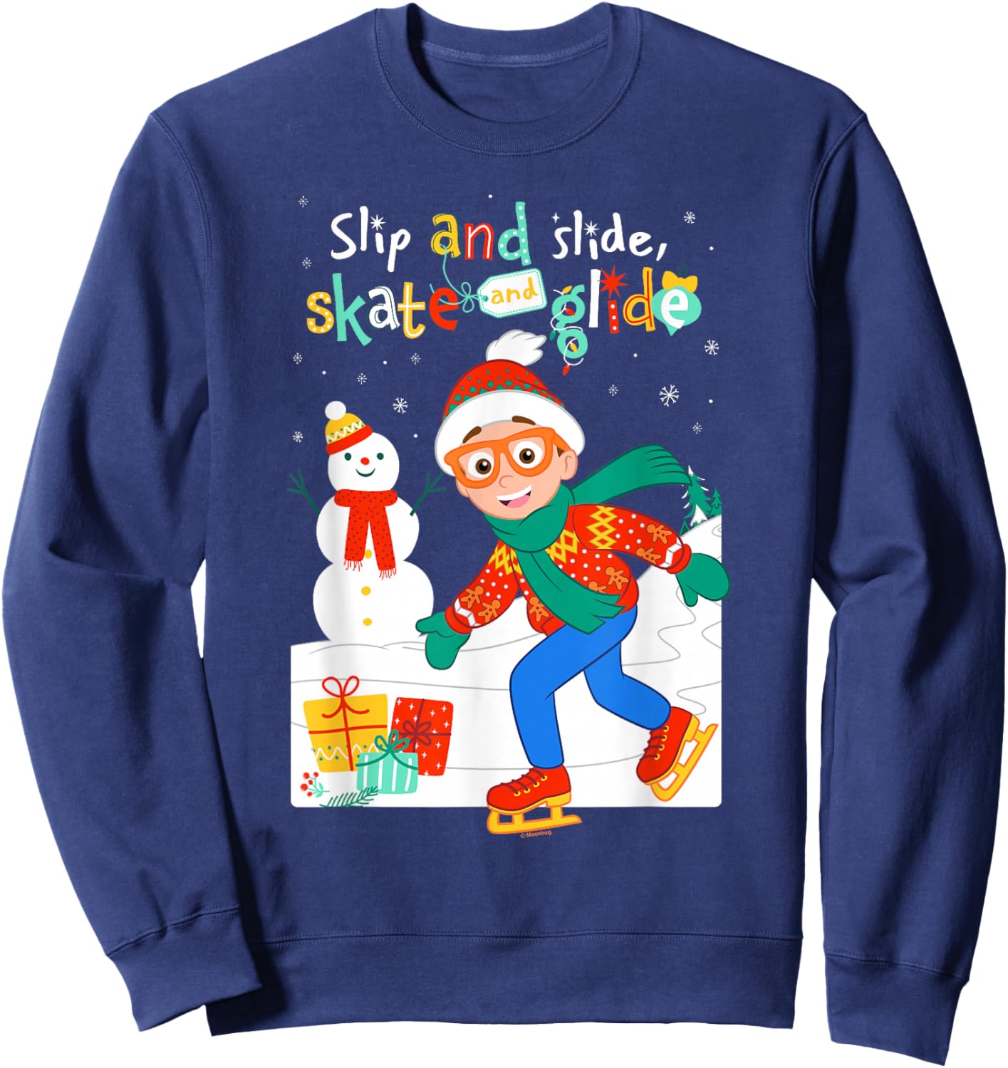 Blippi Christmas Slip Slide Skate Glide Sweatshirt - Sweatshirt | Navy