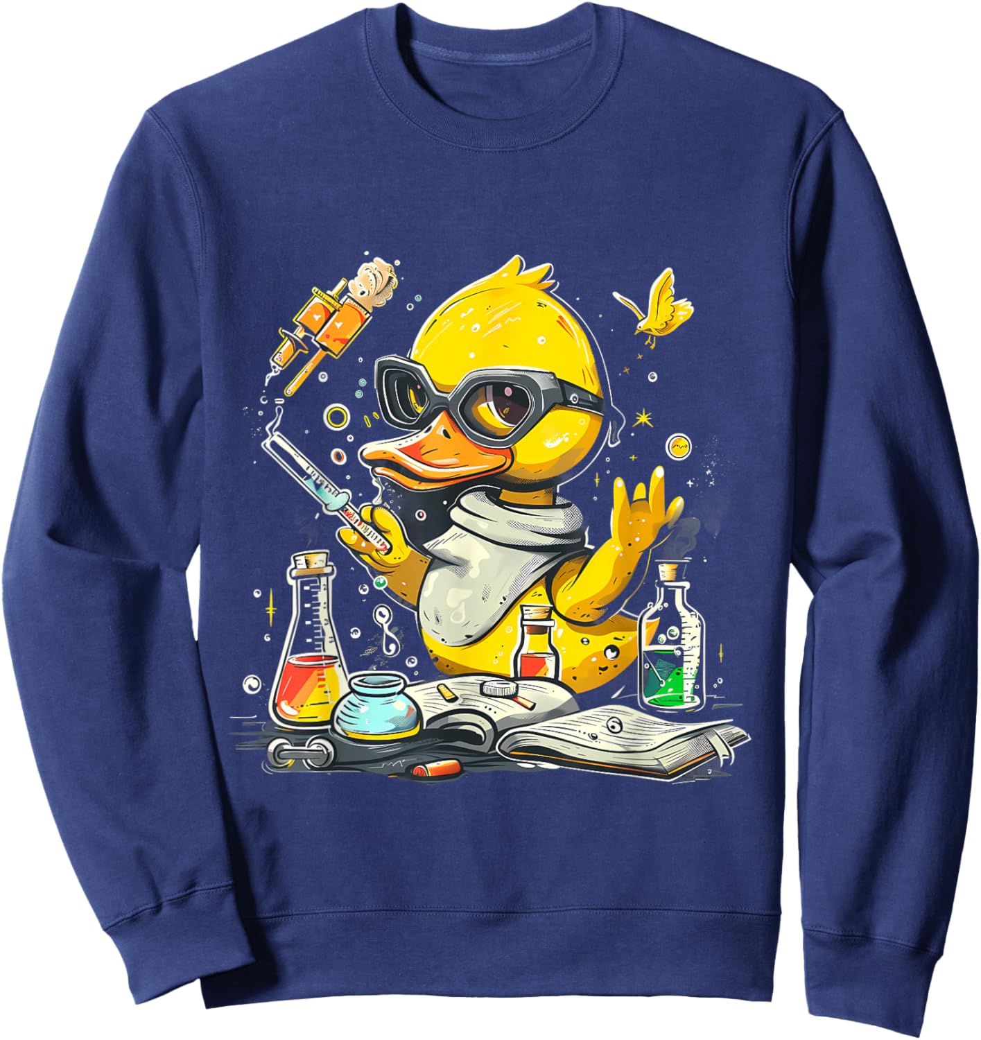 Rubber Duck Science Teacher Rubber Duckie Physics Chemists Men Women Kids Sweatshirt - Sweatshirt | Navy