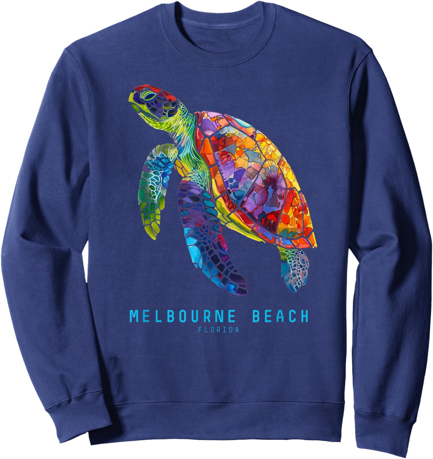 Melbourne Beach FL Florida Tribal Sea Turtle Vintage Retro Sweatshirt - Sweatshirt | Navy