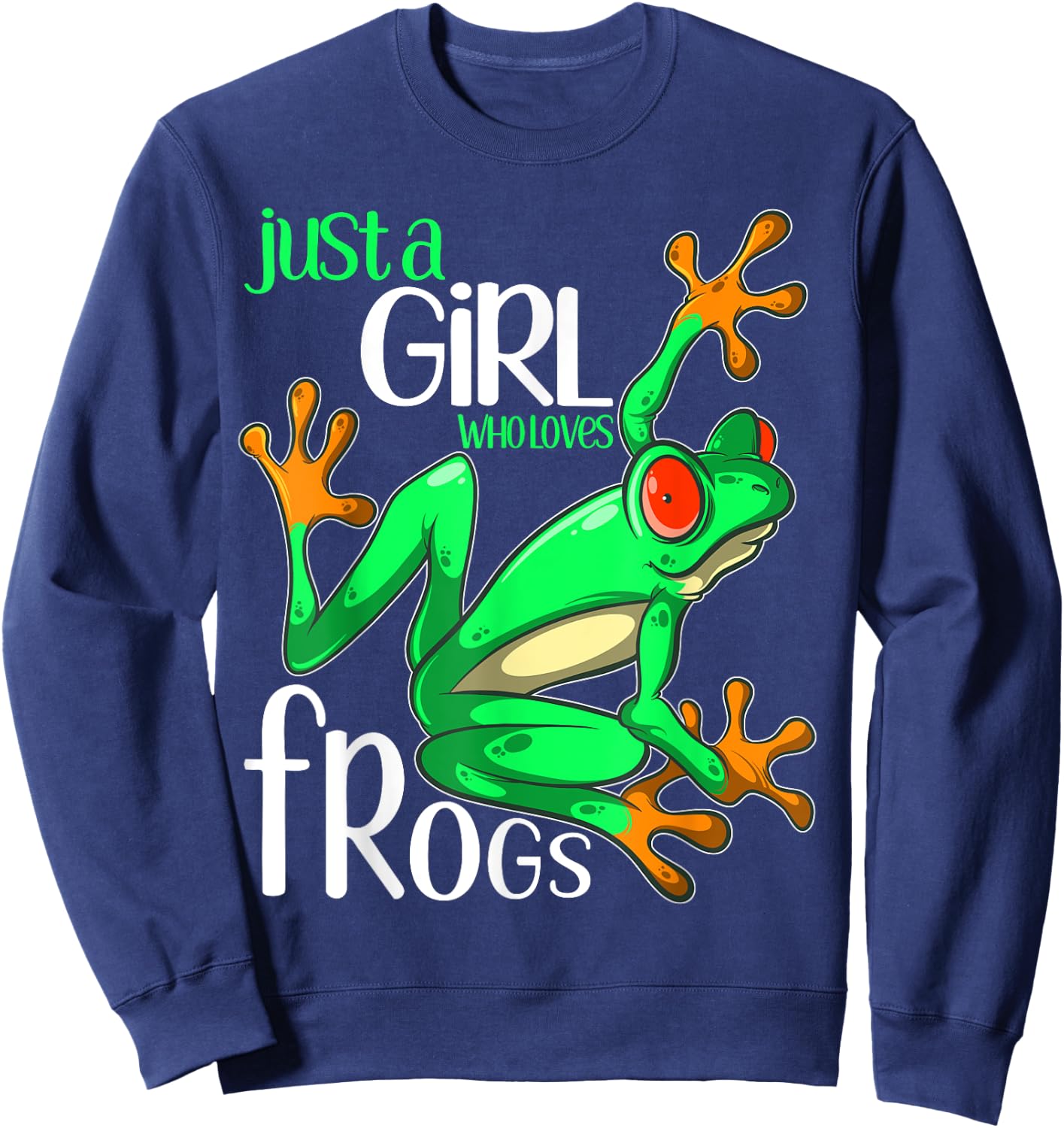 Just a Girl Who Loves Frogs Gift and Girls Frog Sweatshirt - Sweatshirt | Navy