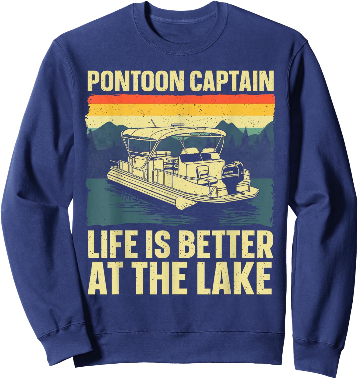Funny Pontoon Captain Art Women Pontoon Boat Lover Sweatshirt - Sweatshirt | Navy