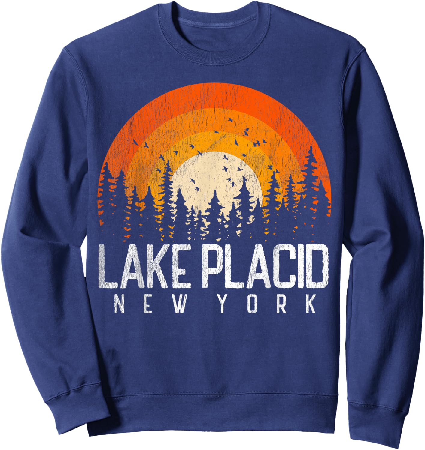 Lake Placid New York NY Shirt Retro Vintage 70s 80s 90s Gift Sweatshirt - Sweatshirt | Navy