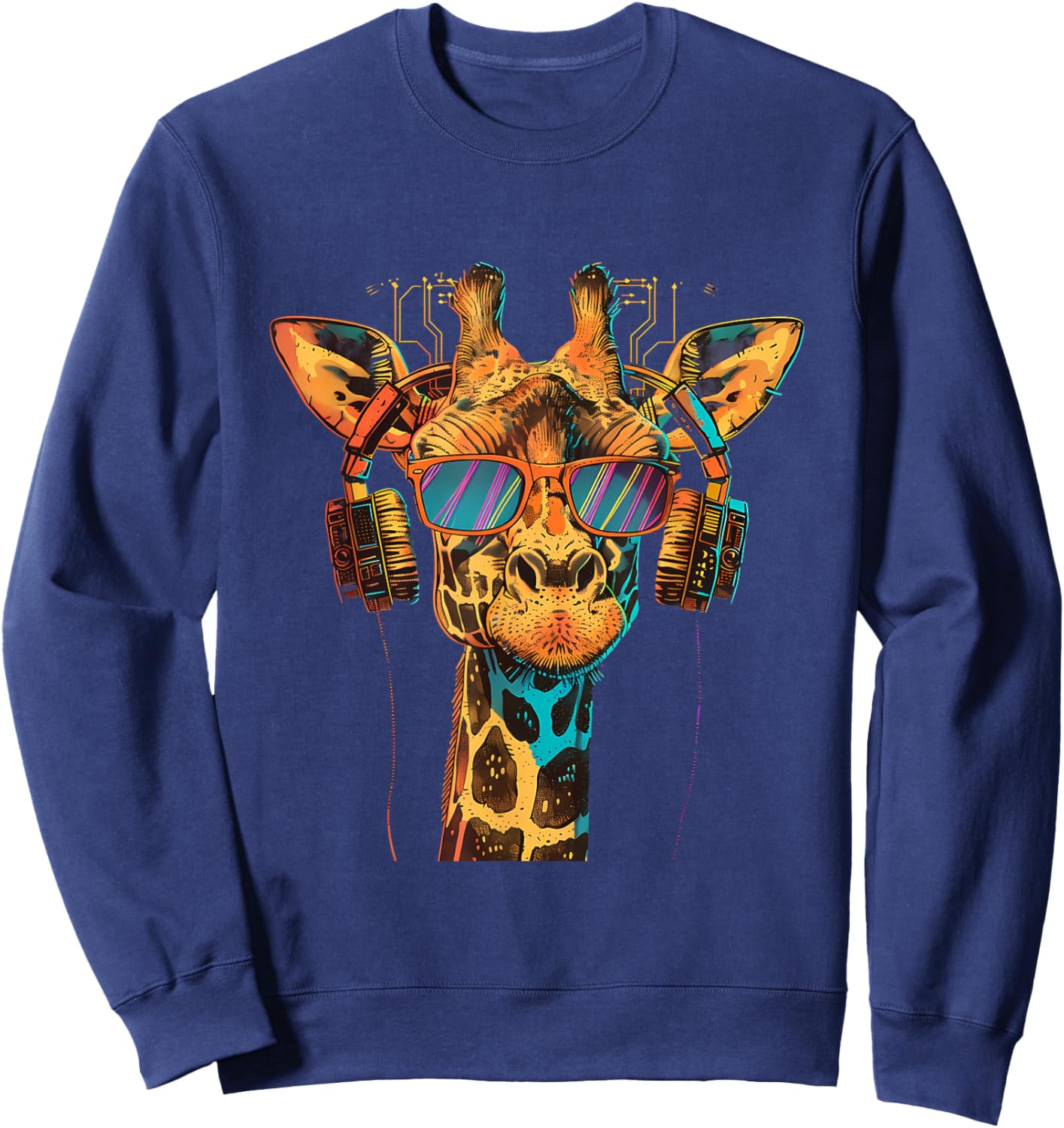 DJ Giraffe Dance Club Music Producer EDM Music Headphones Sweatshirt - Sweatshirt | Navy