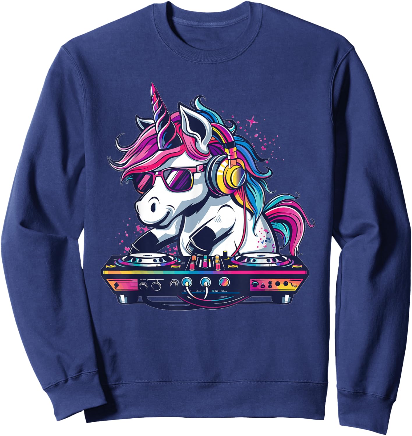 Music DJ Discjockey Art I Kids Deejay -Child Cartoon Themed , Black, Small Sweatshirt - Sweatshirt | Navy