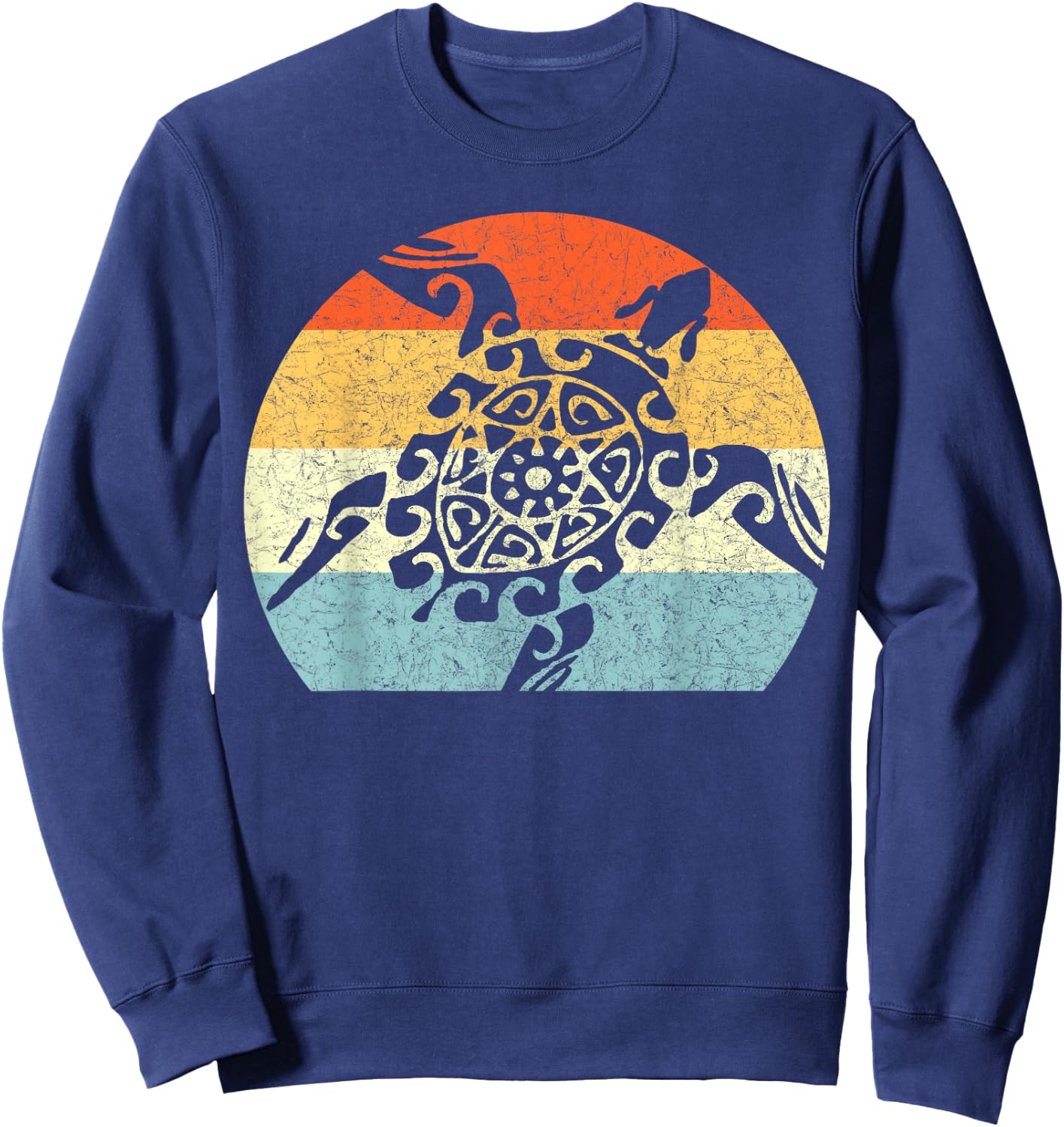 Sea Turtle Vintage Retro Throwback Vacation Sweatshirt - Sweatshirt | Navy