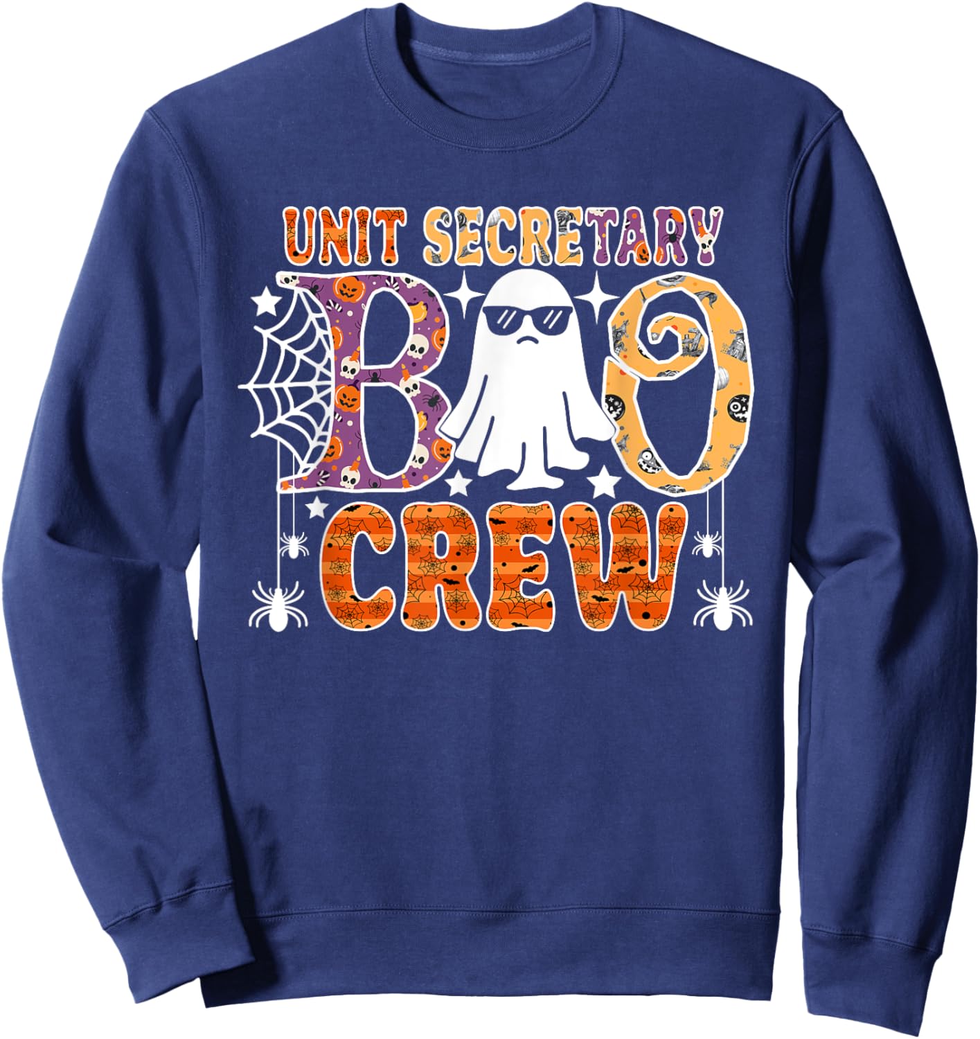 Unit Secretary Boo Crew Funny Ghost Halloween Costume Sweatshirt - Sweatshirt | Navy