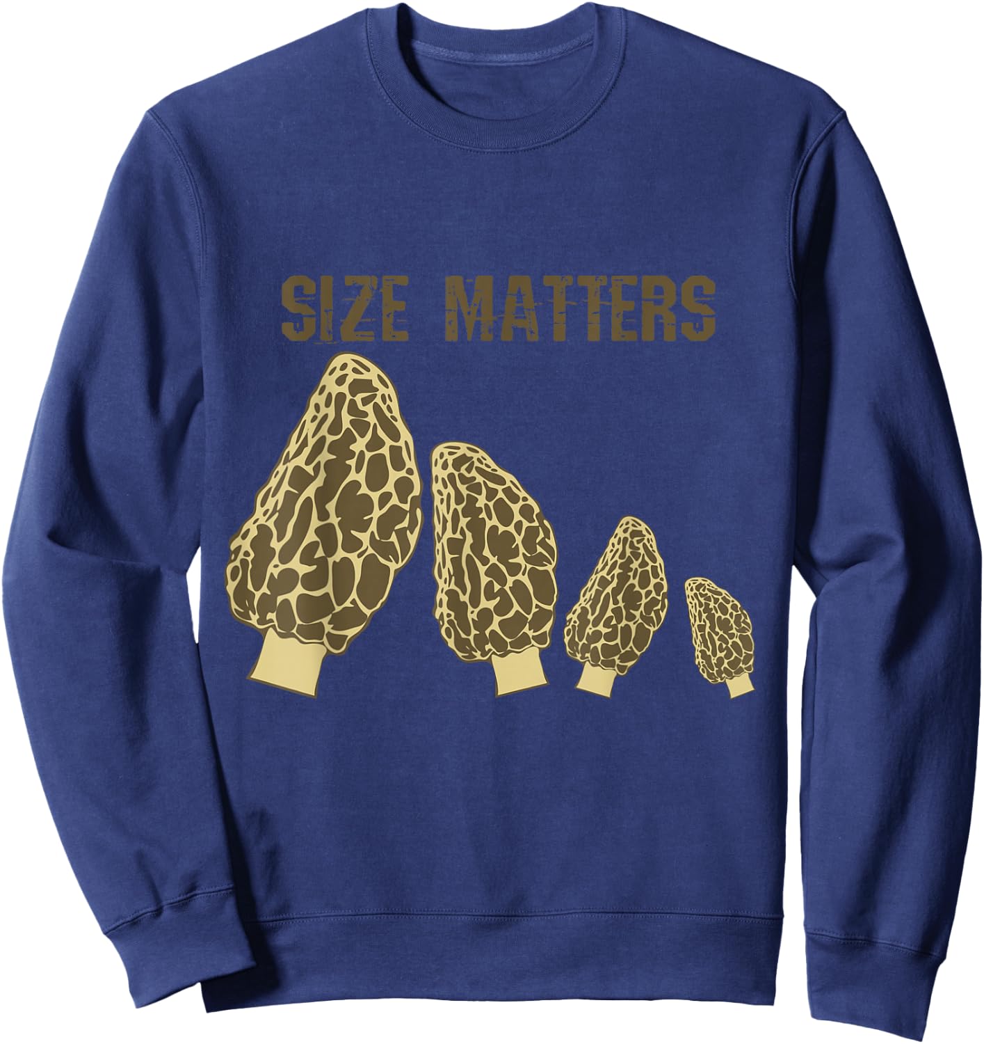 Size Matters Morel Mushroom - Black, , Short Sleeve, Modern Style, Letter Print, , Small Sweatshirt - Sweatshirt | Navy