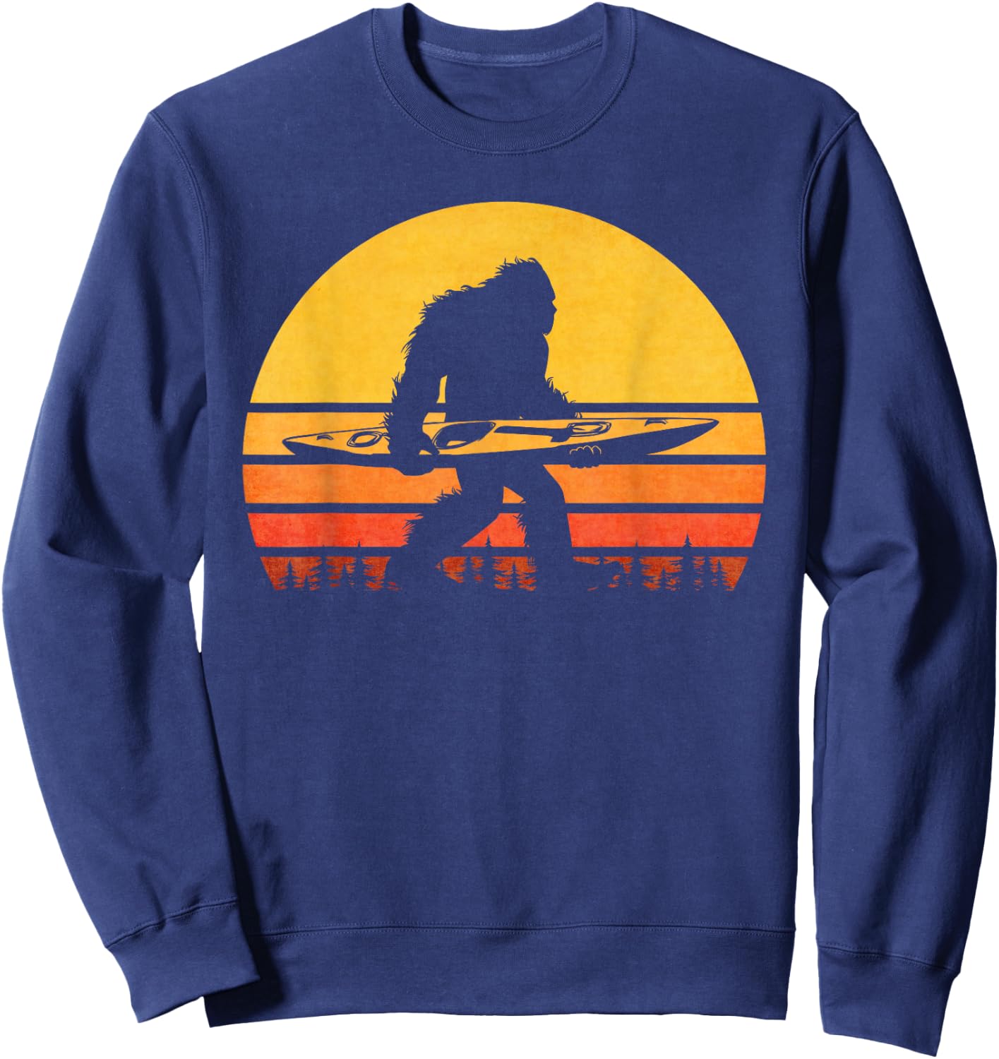 Bigfoot Kayak Gift Apparel Retro Classic Black Small Kayaking Sweatshirt - Sweatshirt | Navy