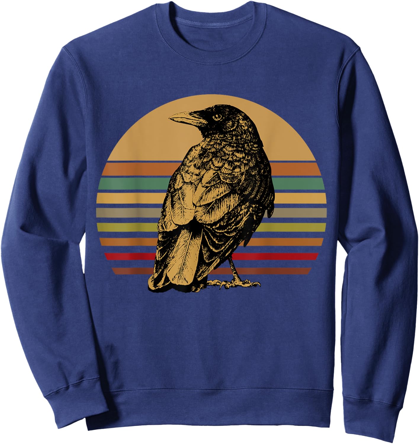Black Crow Retro Bird Watching Gift Raven Crows Sweatshirt - Sweatshirt | Navy