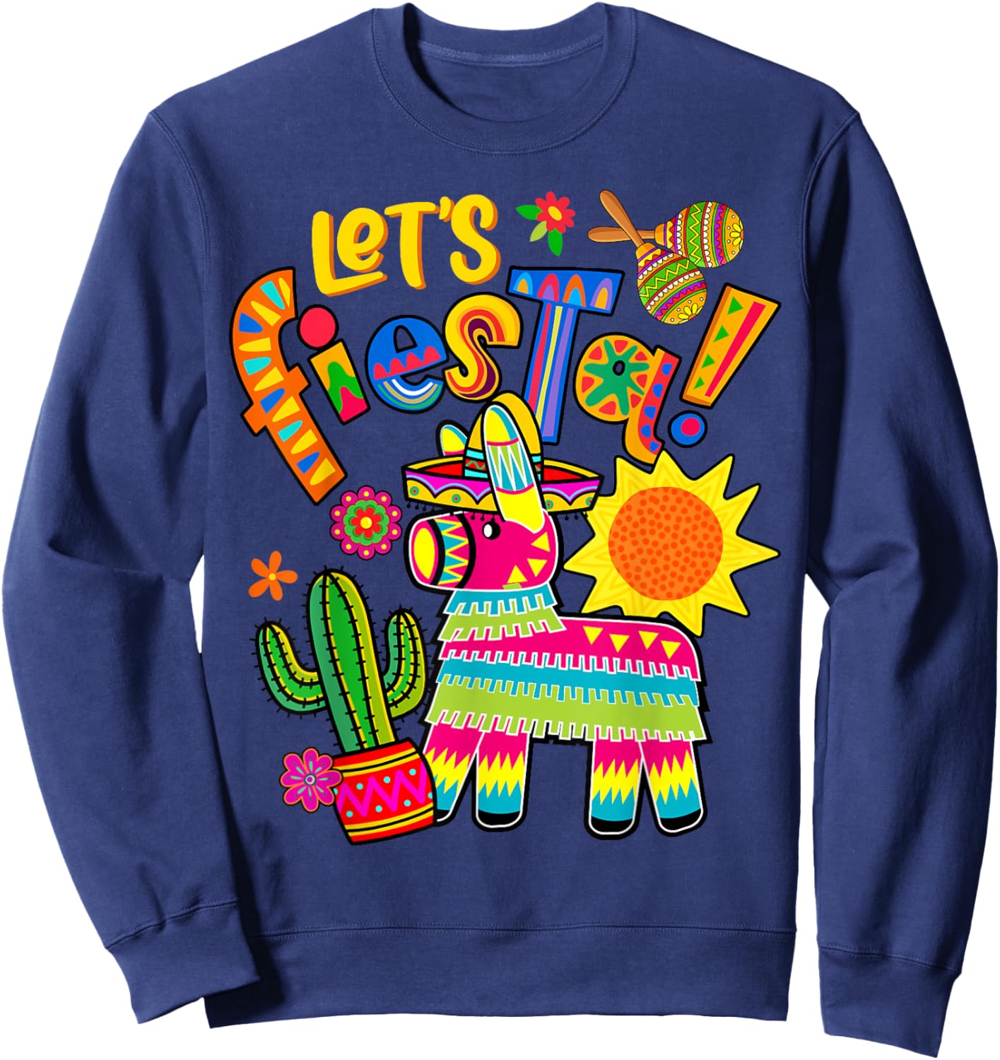 Let's Fiesta Cinco De Mayo Camisa Mexicana Hombre Mexico Sweatshirt - Sweatshirt | Navy
