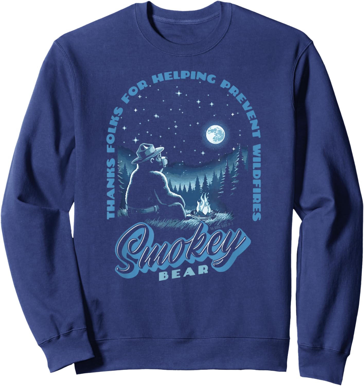 Stargazing Smokey Bear Thanks For Helping Prevent Wildfires Sweatshirt - Sweatshirt | Navy
