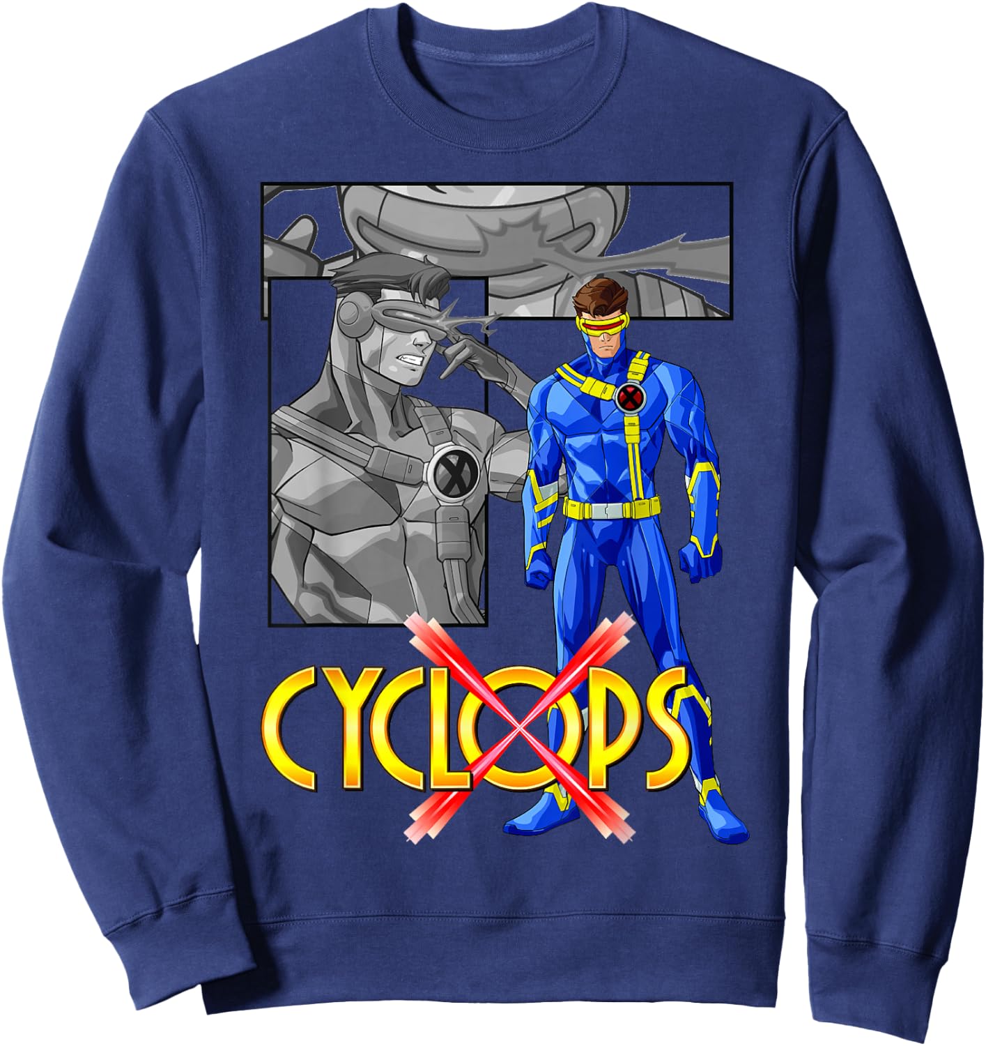 Marvel X-Men Cyclops Collage Panel Logo Sweatshirt - Sweatshirt | Navy
