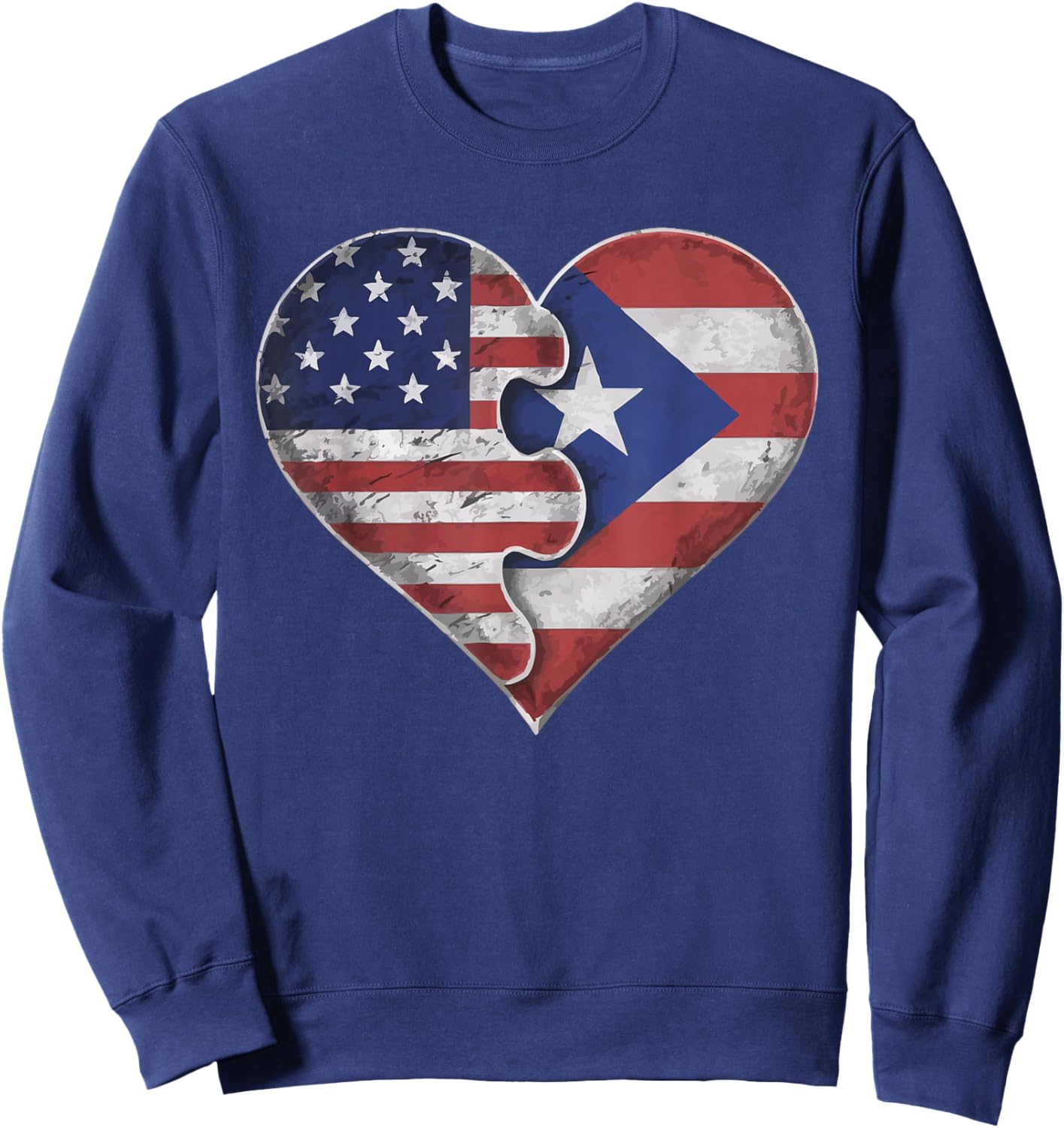 Half Puerto Rican Half American USA Flag Puerto Rico Sweatshirt - Sweatshirt | Navy