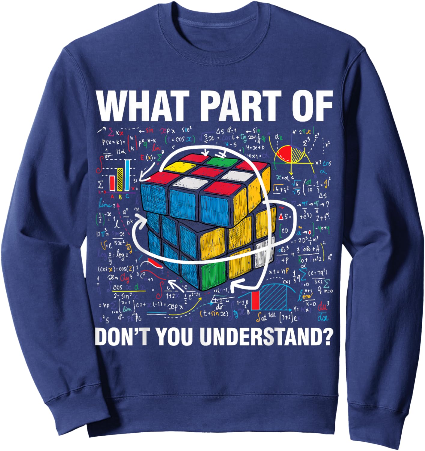 What Part Of Don't You Understand Funny Speed Cubing Math Sweatshirt - Sweatshirt | Navy