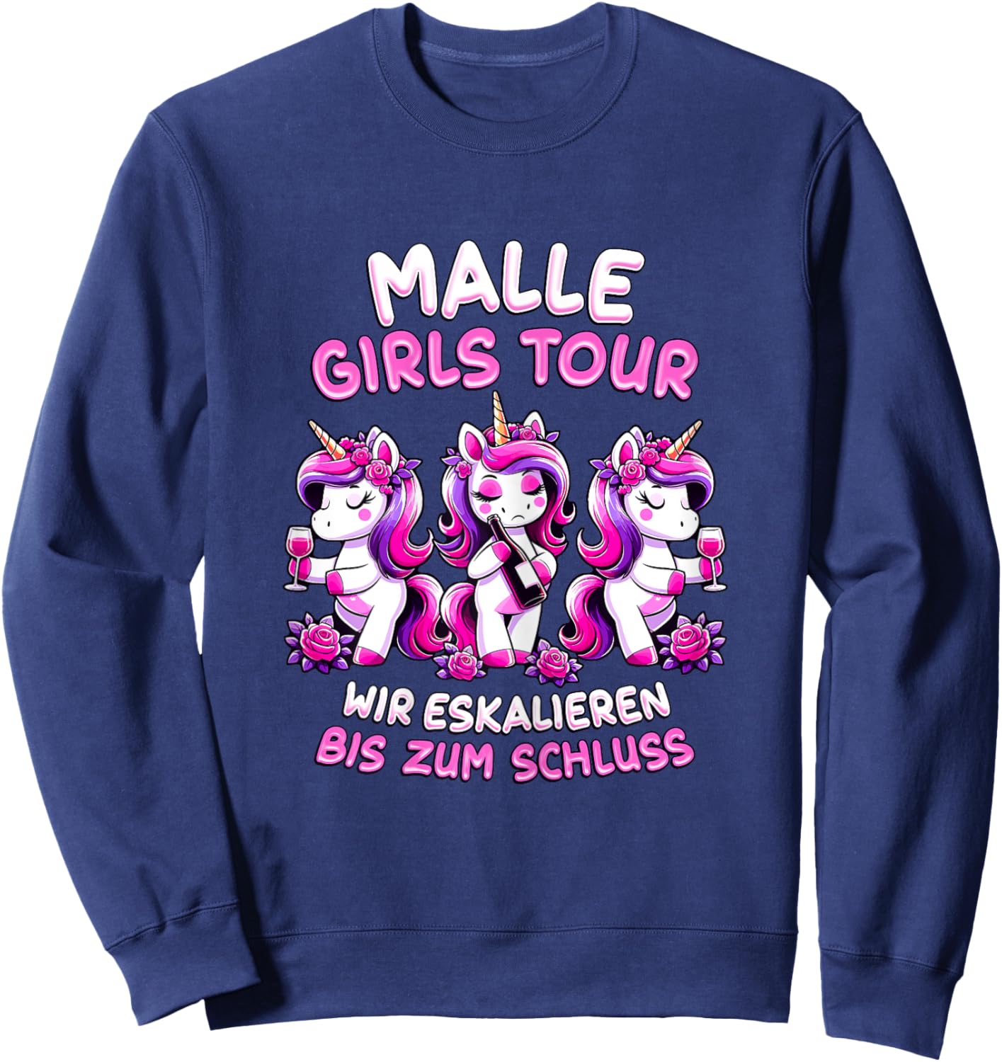 Damen Malle Girls Tour Einhorn Mallorca Party Gruppe Urlaub Sweatshirt - Sweatshirt | Navy