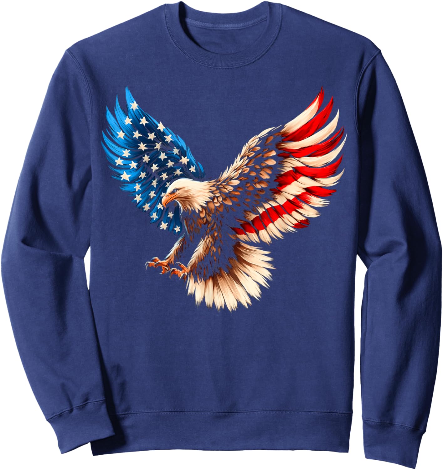 Bald Eagle & Patriotic American Flag 4th Of July Sweatshirt - Sweatshirt | Navy