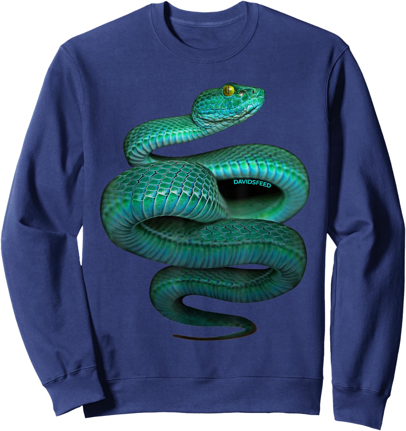 Green Pit Viper | Davidsfeed | Snake, reptile, animal, pet Sweatshirt - Sweatshirt | Navy