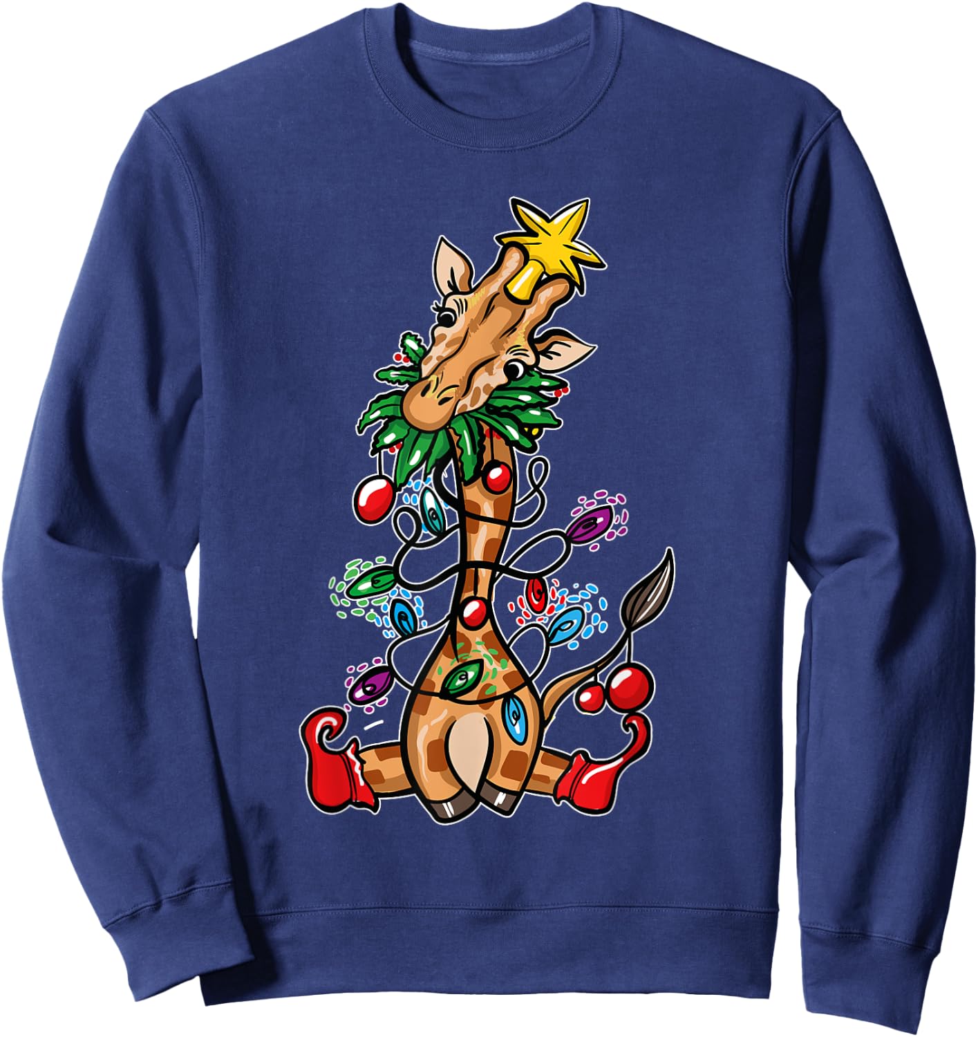 Funny Christmas Tree Giraffe Lover Gift Love Giraffes Sweatshirt - Sweatshirt | Navy