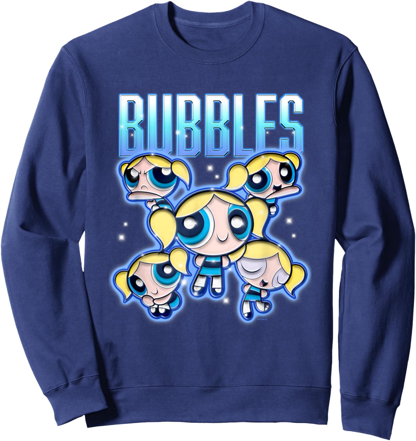 The Powerpuff Girls Bubbles Chrome Multi Pose Sweatshirt - Sweatshirt | Navy