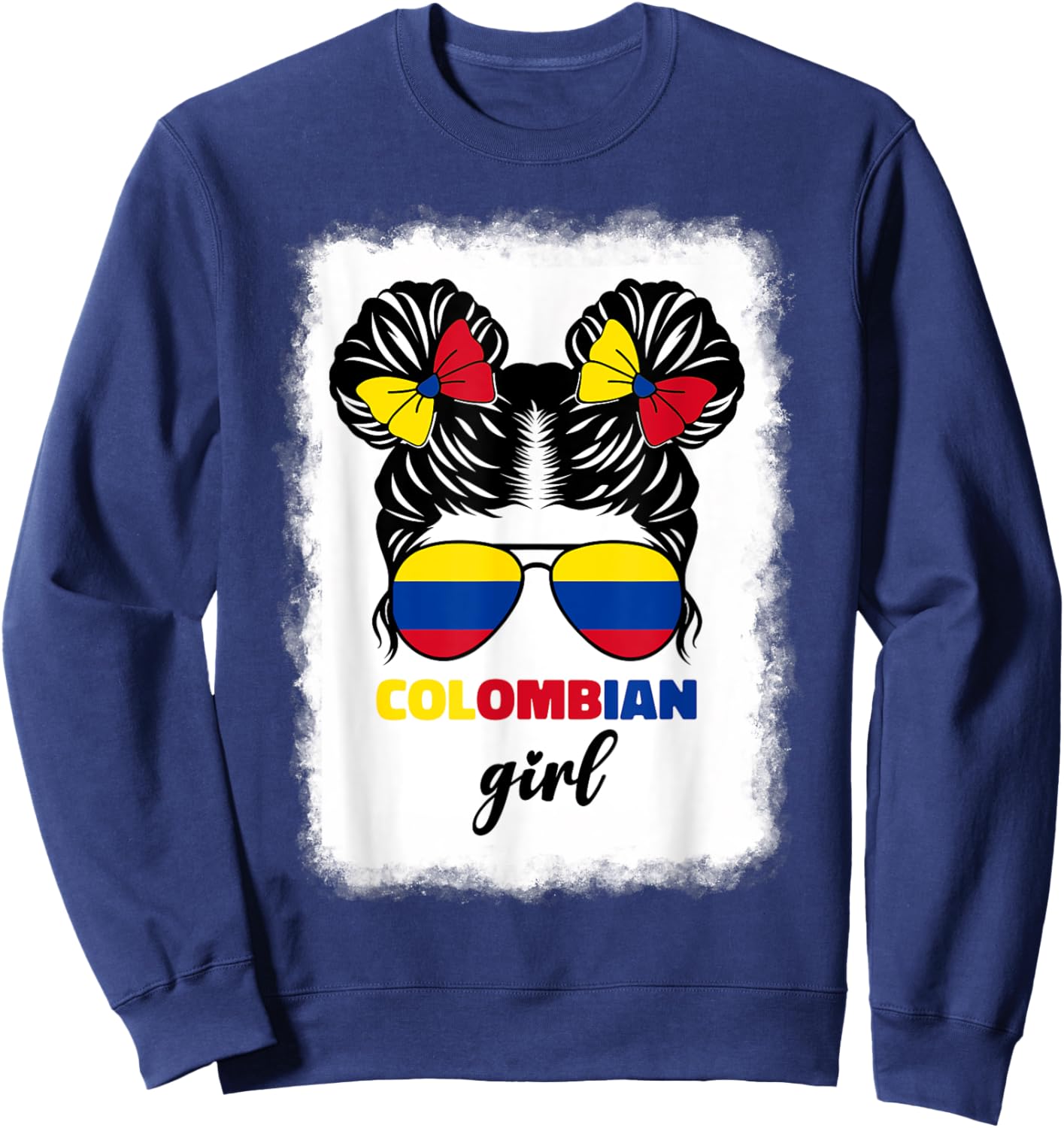 Colombiana Colombia Flag Cute Colombian Girl For Kids Girls Sweatshirt - Sweatshirt | Navy