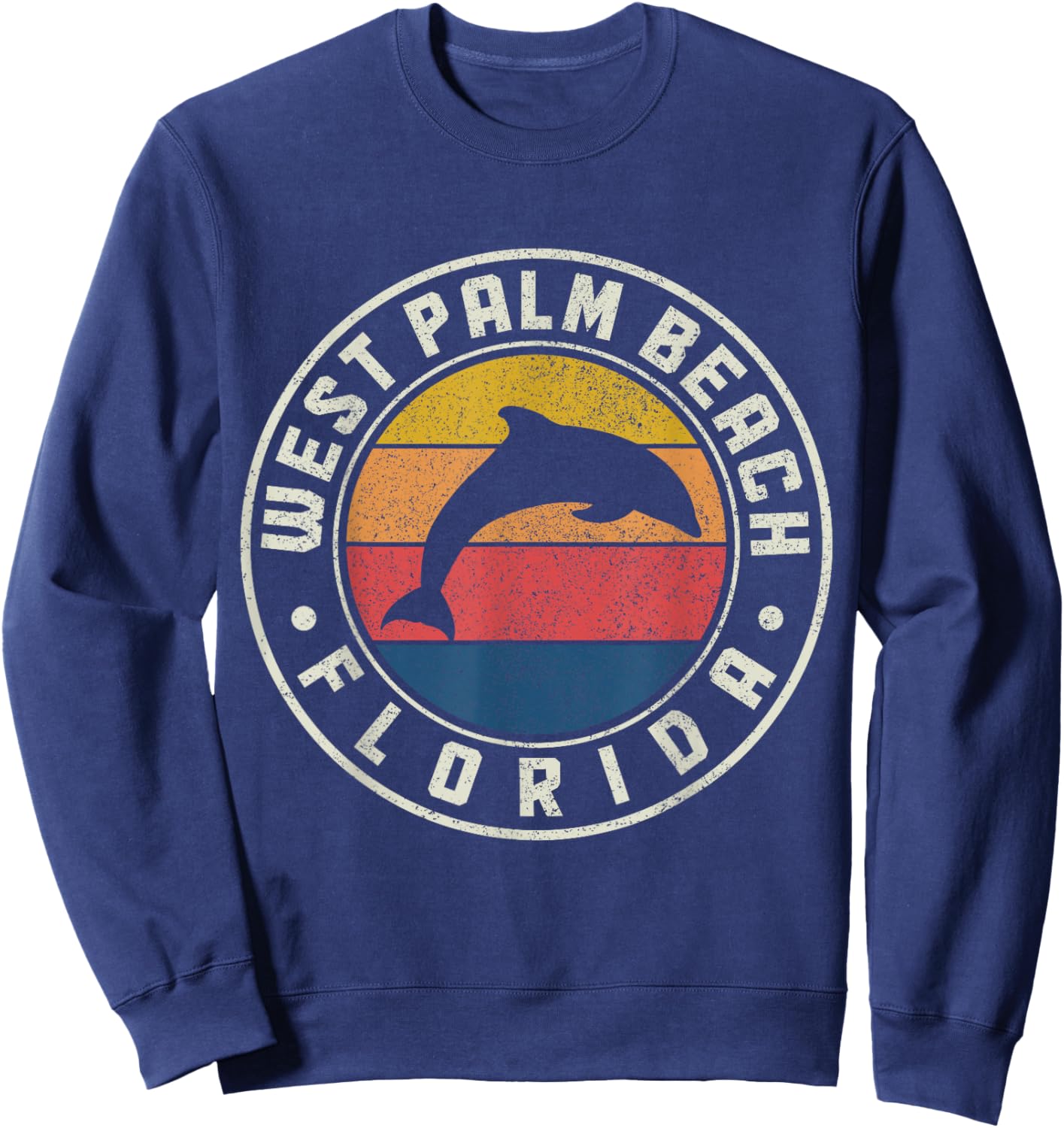 West Palm Beach Florida Dolphin Souvenir Vintage Sweatshirt - Sweatshirt | Navy