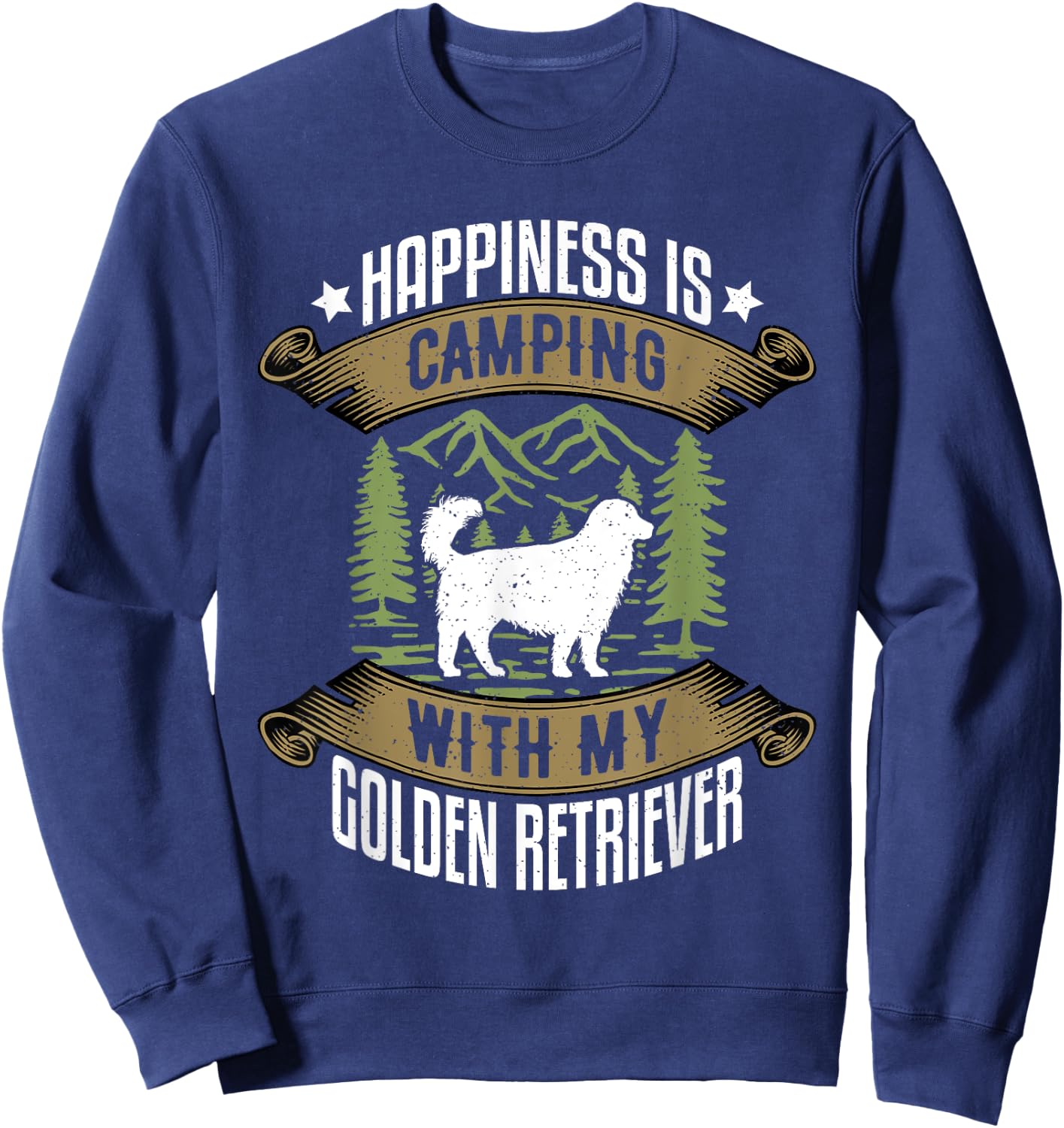 Camping With Golden Retrievers | Camp Lover Camping And Dogs Sweatshirt - Sweatshirt | Navy