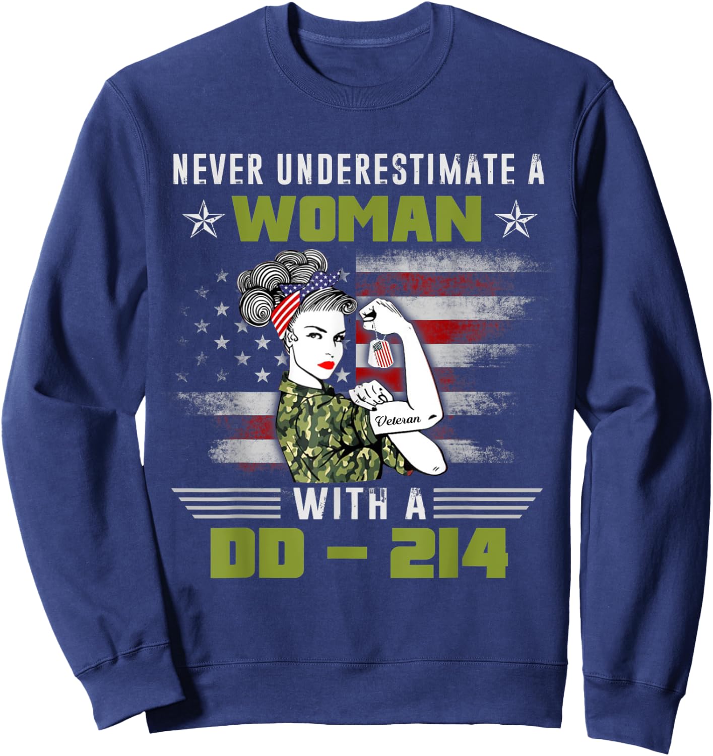Women With DD-214 Female Veterans Proud Women Veteran Sweatshirt - Sweatshirt | Navy