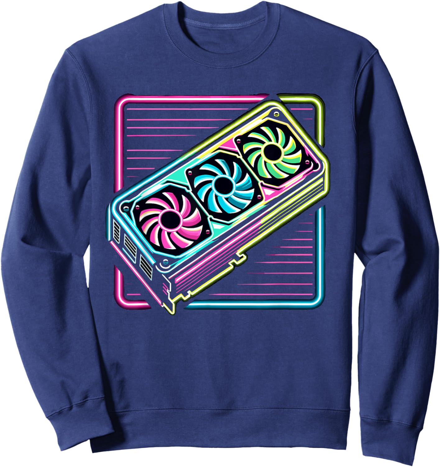 RGB Gaming Graphics Card Aesthetic GPU Video Gamer Sweatshirt - Sweatshirt | Navy