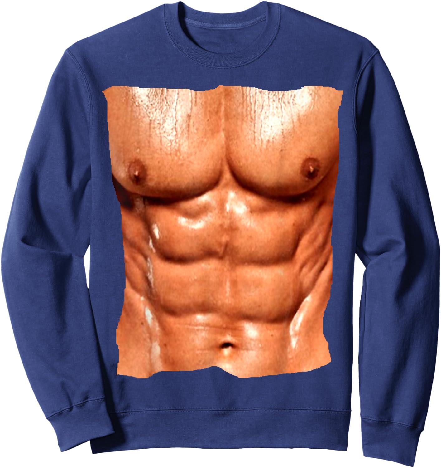 Replica Six Pack Abdomnial Abs Fake Muscle Chest Sweatshirt - Sweatshirt | Navy