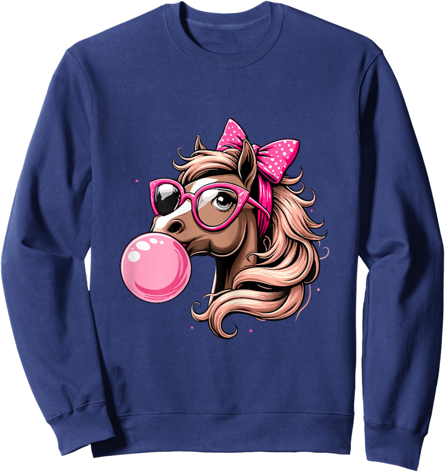 Horse Bubblegum Horse Girl Horseback Sweatshirt - Sweatshirt | Navy