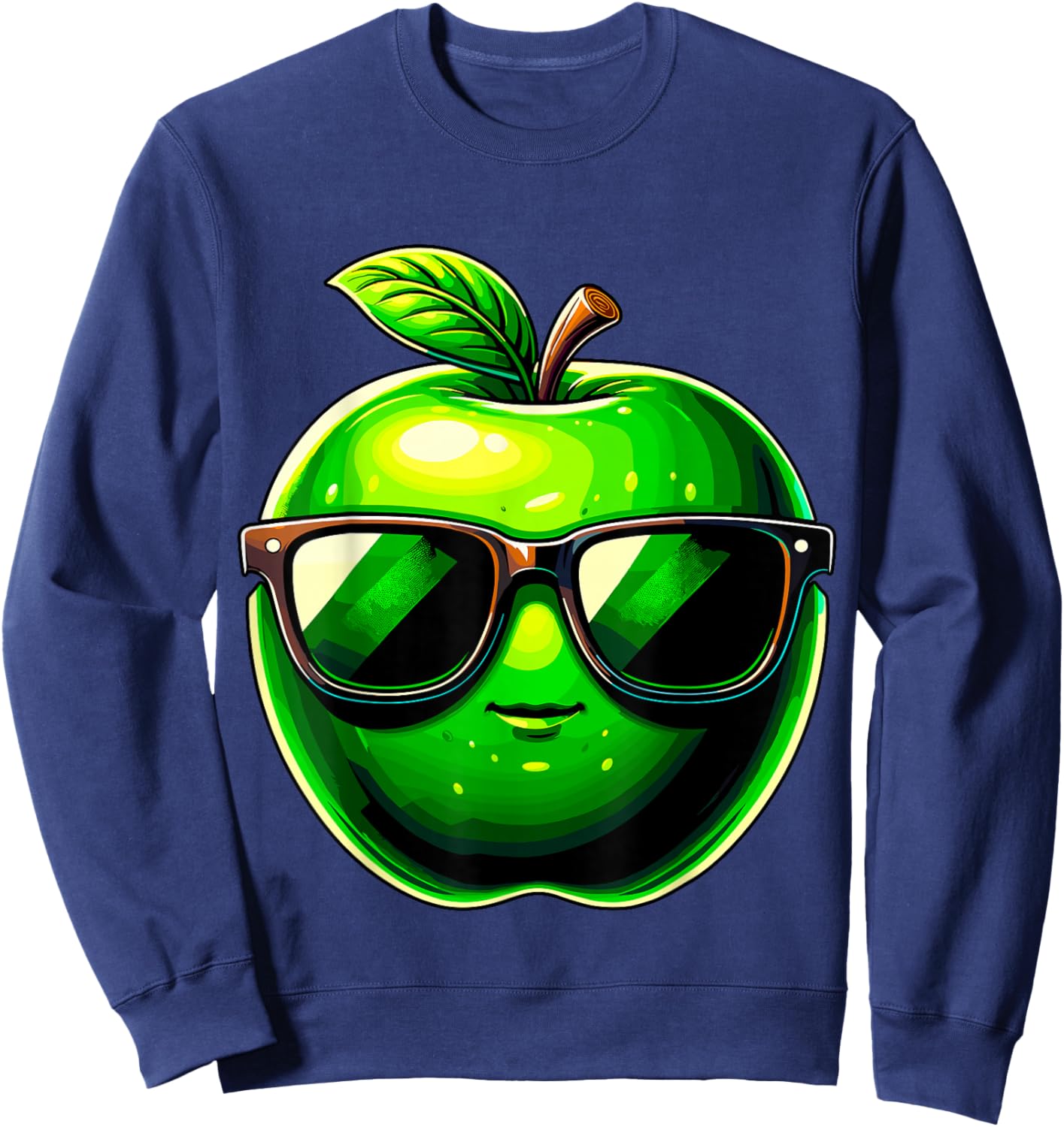 Green Apple with Sunglasses Sweatshirt - Sweatshirt | Navy