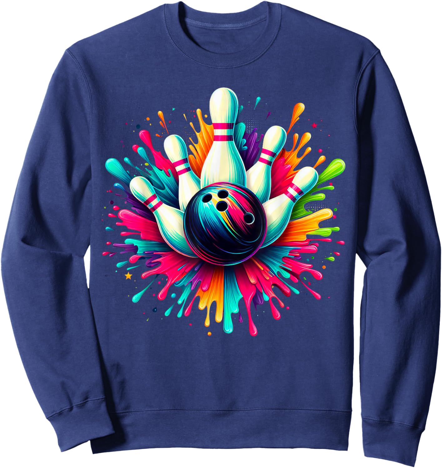 Colorful Bowling Game Day Bowling Cute Colorsplash Ball Sweatshirt - Sweatshirt | Navy