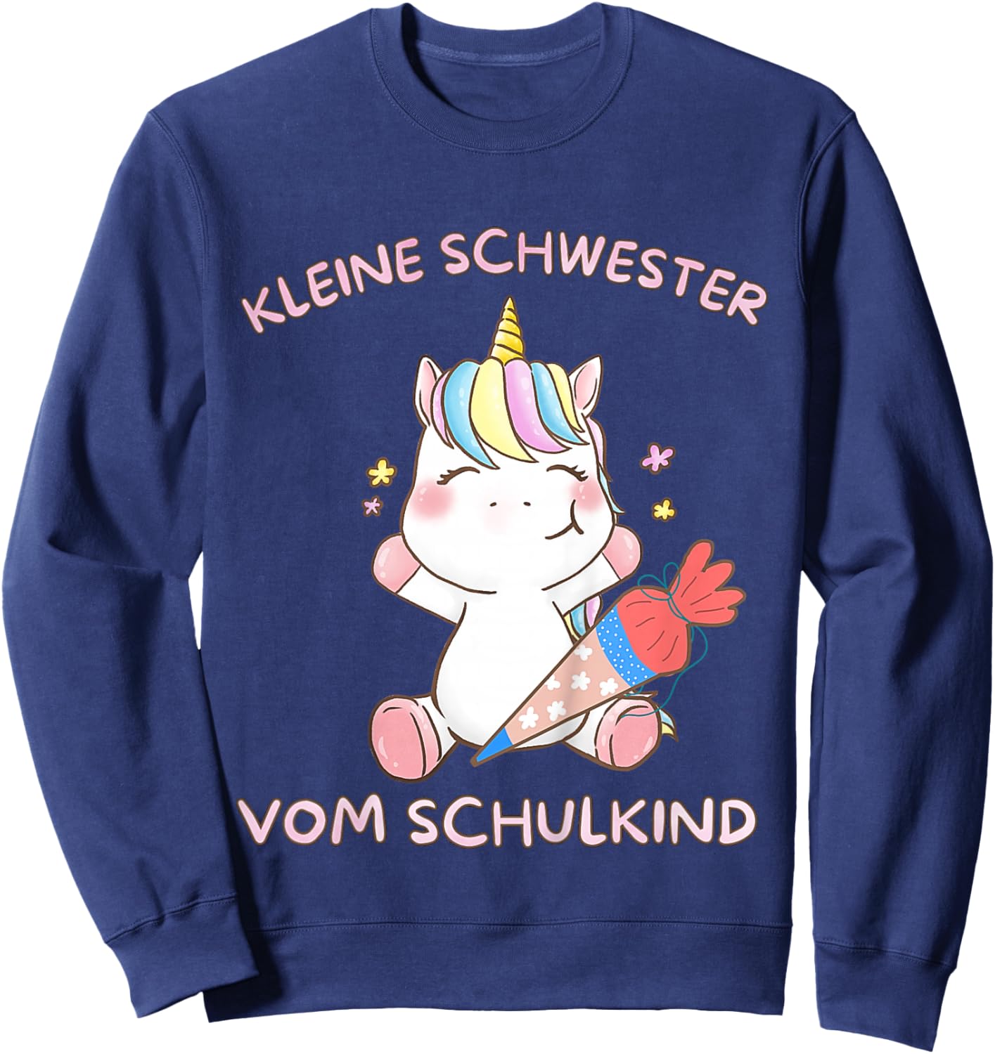 Einhorn Mädchen Einschulung Oberteil Schwester vom Schulkind Sweatshirt - Sweatshirt | Navy