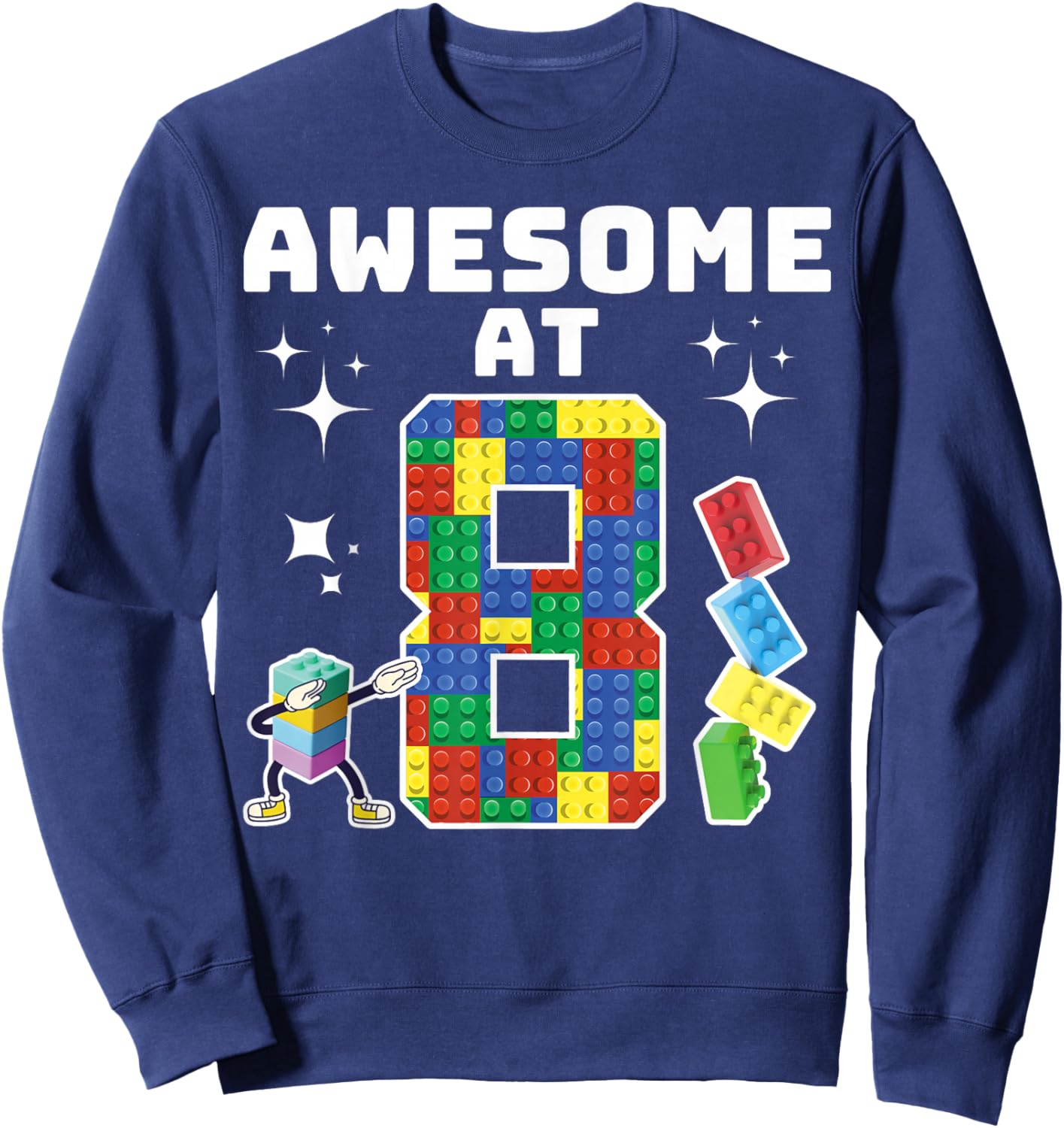 Building Blocks Building Bricks 8th Birthday Boy Dabbing Boy Sweatshirt - Sweatshirt | Navy