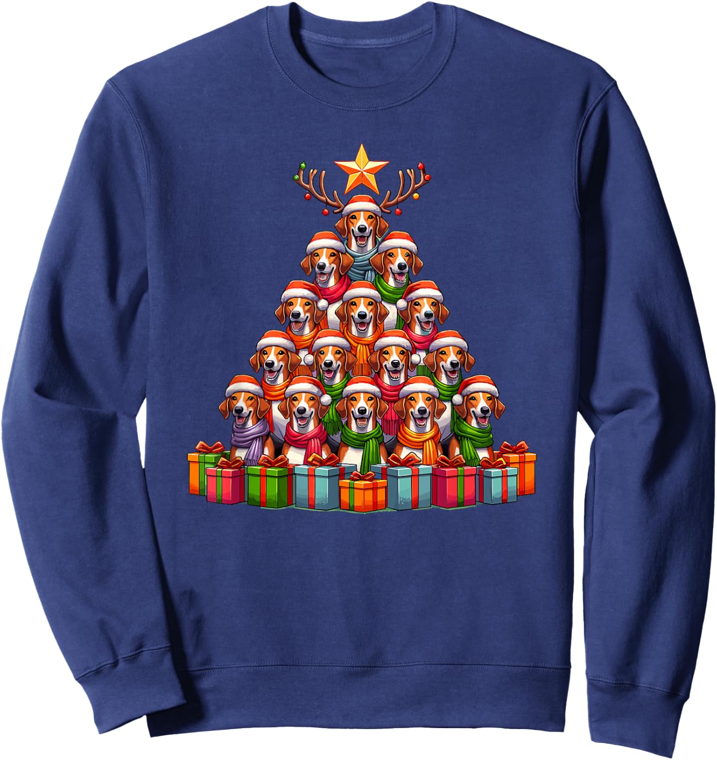 Christmas Tree American Foxhound Foxhounds Sweatshirt - Sweatshirt | Navy