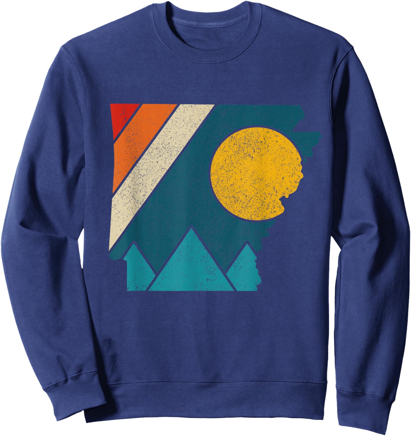 Arkansas Vintage State Map Mountains Hiking Pride Gift Sweatshirt - Sweatshirt | Navy