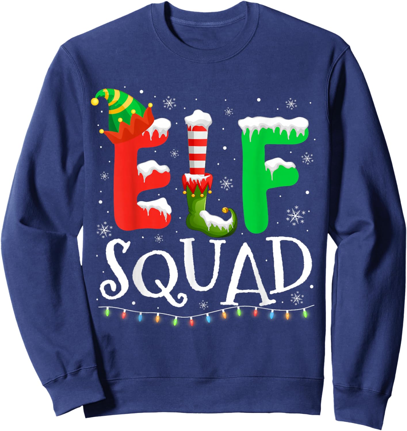 Elf Family Christmas Matching Pajamas Xmas Elf Squad Sweatshirt - Sweatshirt | Navy