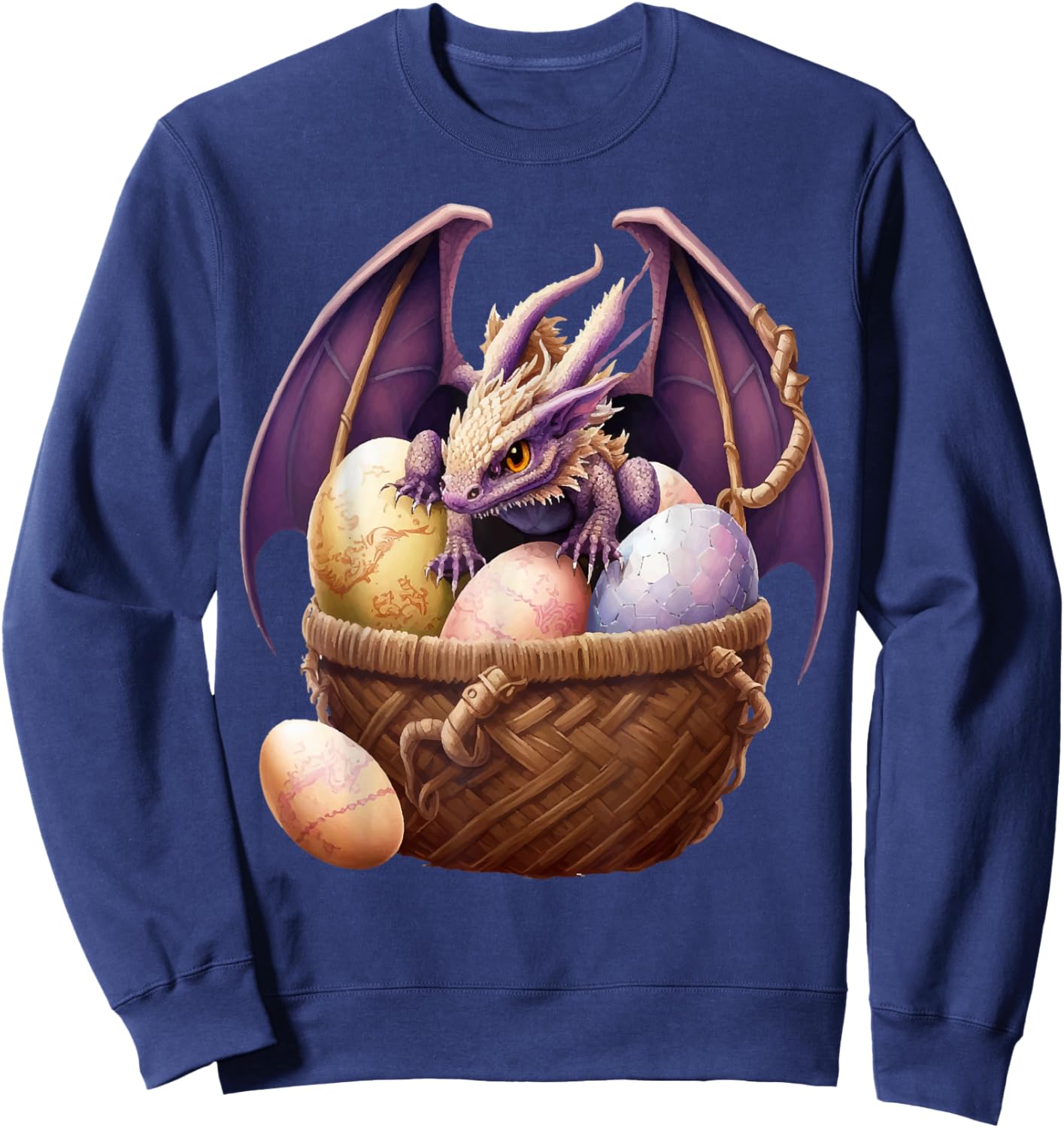 Dragon Girl Lover Collecting Easter Eggs - Kids Cute Dragons Sweatshirt - Sweatshirt | Navy